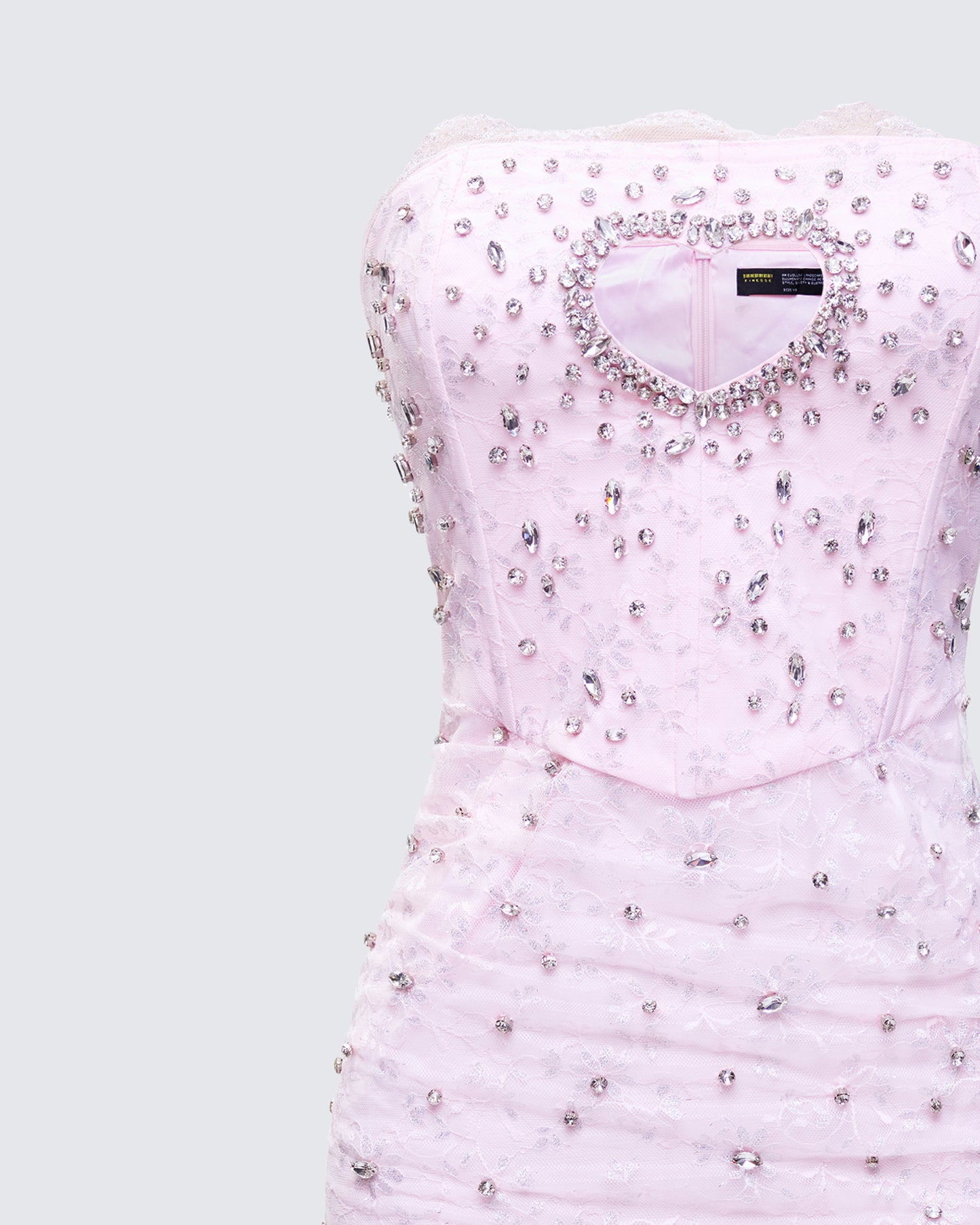 Clover Hand Beaded Rhinestone Pink Mini Dress
