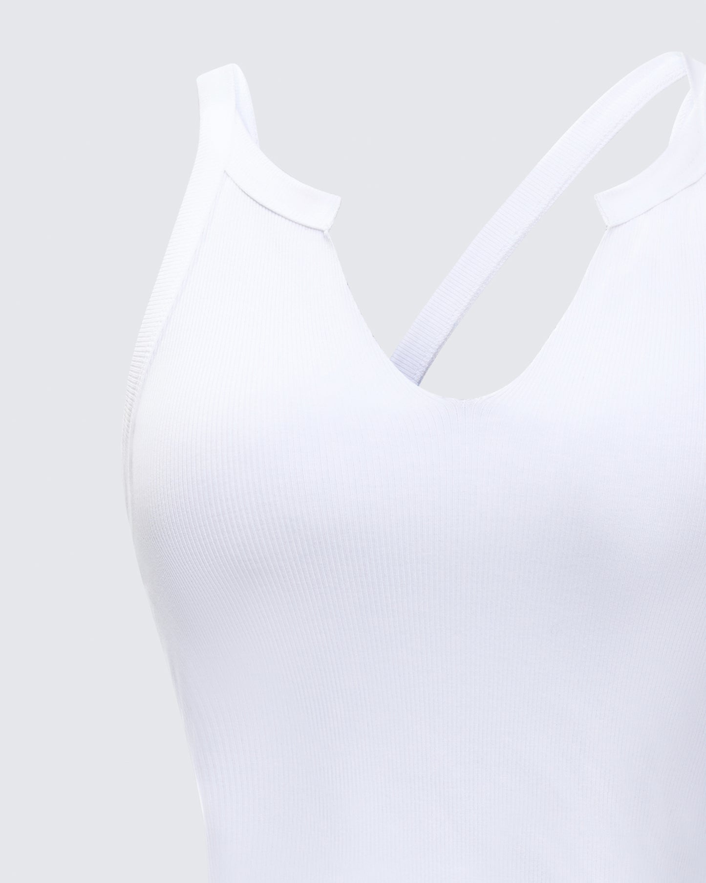 Fia White Strappy Ribbed Tank Top