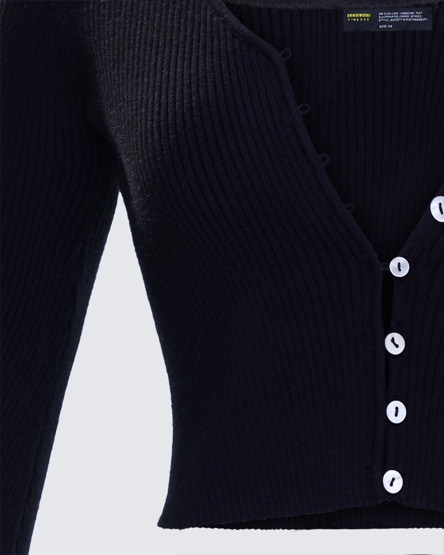 Kimmy Black Ribbed Cardigan Top