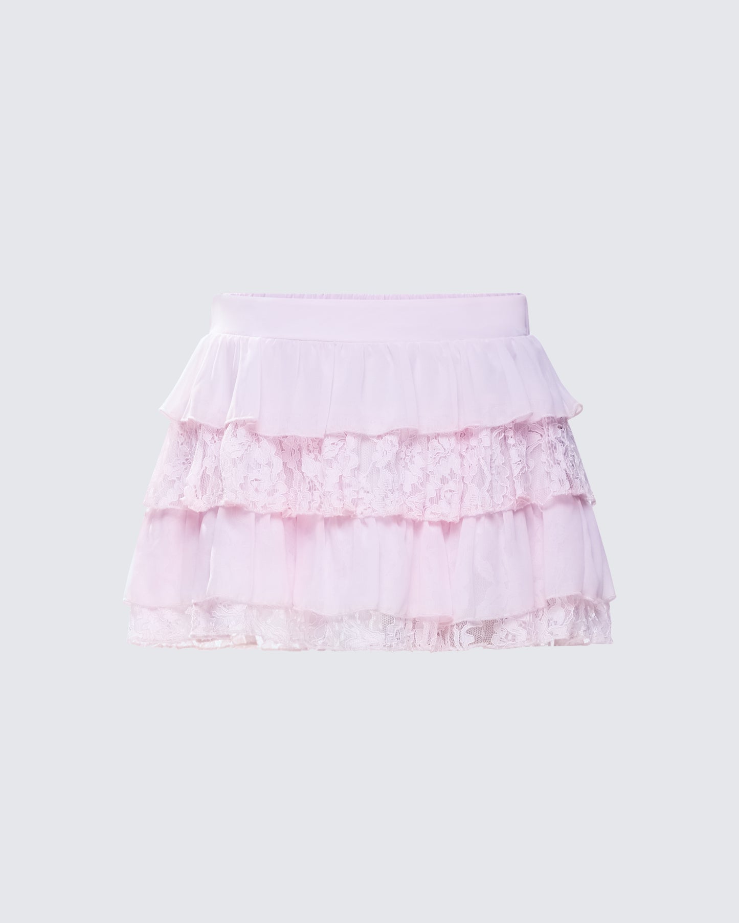 Maris Pink Tiered Ruffle Mini Skirt product front