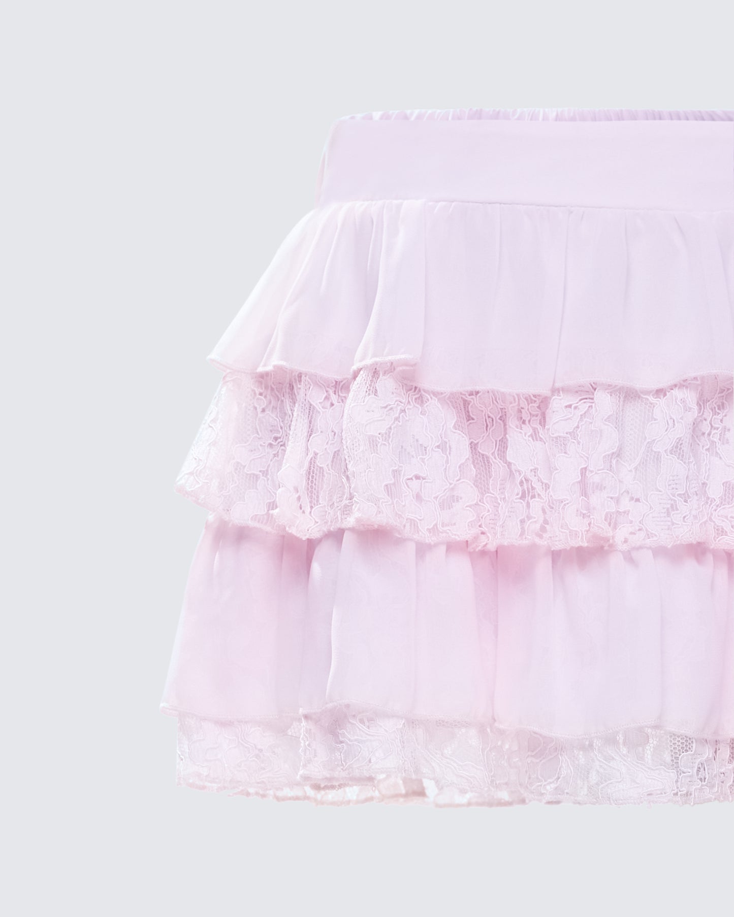 Maris Pink Tiered Ruffle Mini Skirt