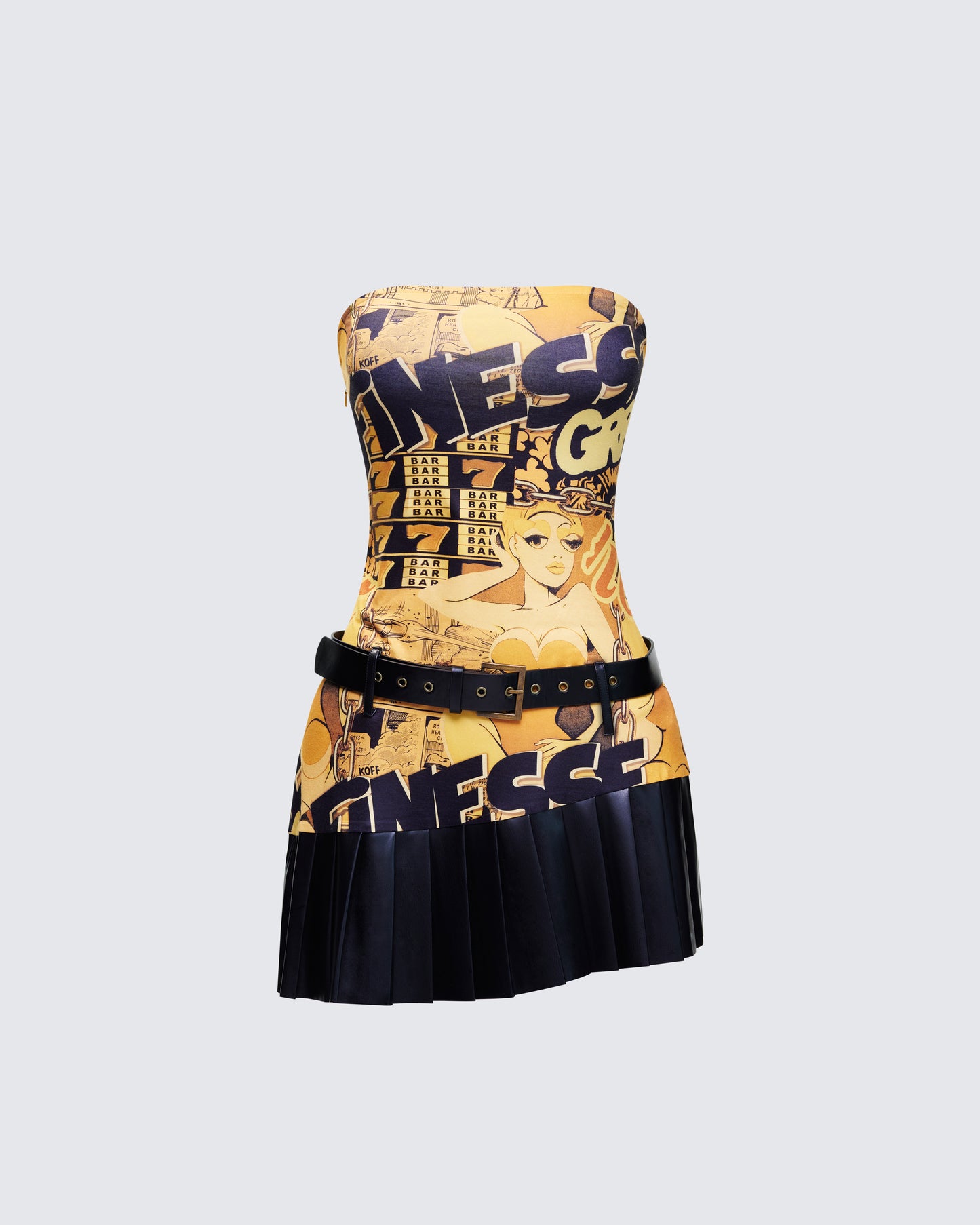 Isabeau Printed Pleated Drop Waist Mini Dress product front