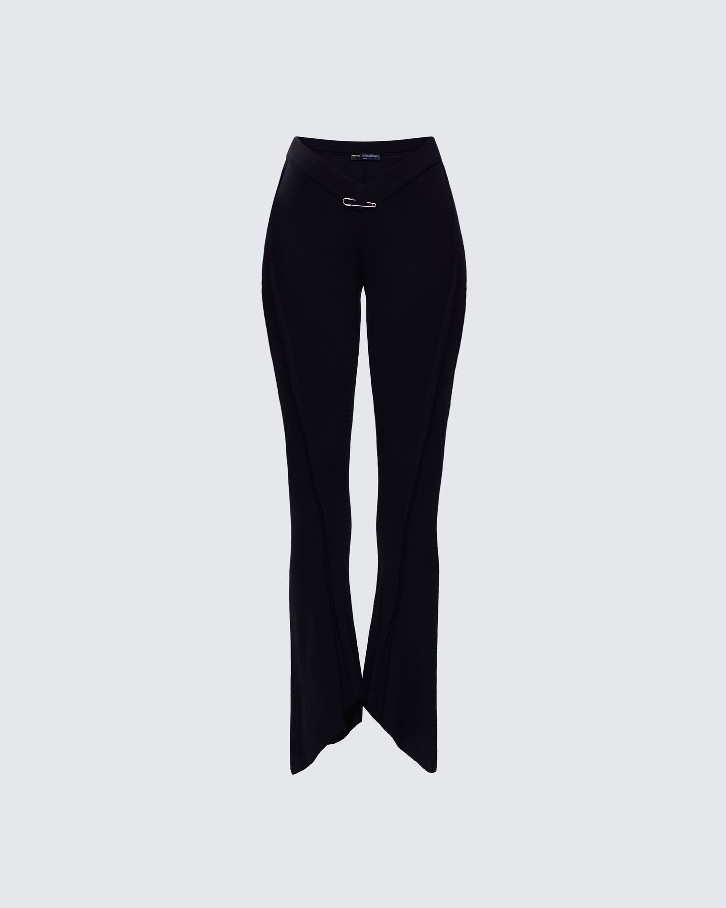 Iva Black Ribbed V Waist Pant 3d product front