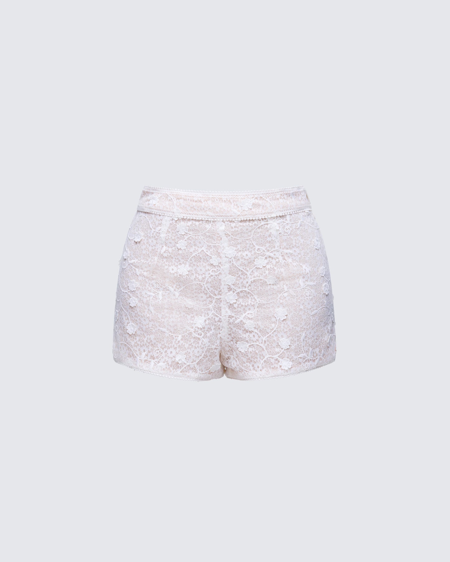 Keturah White Embroidered Lace Short product front