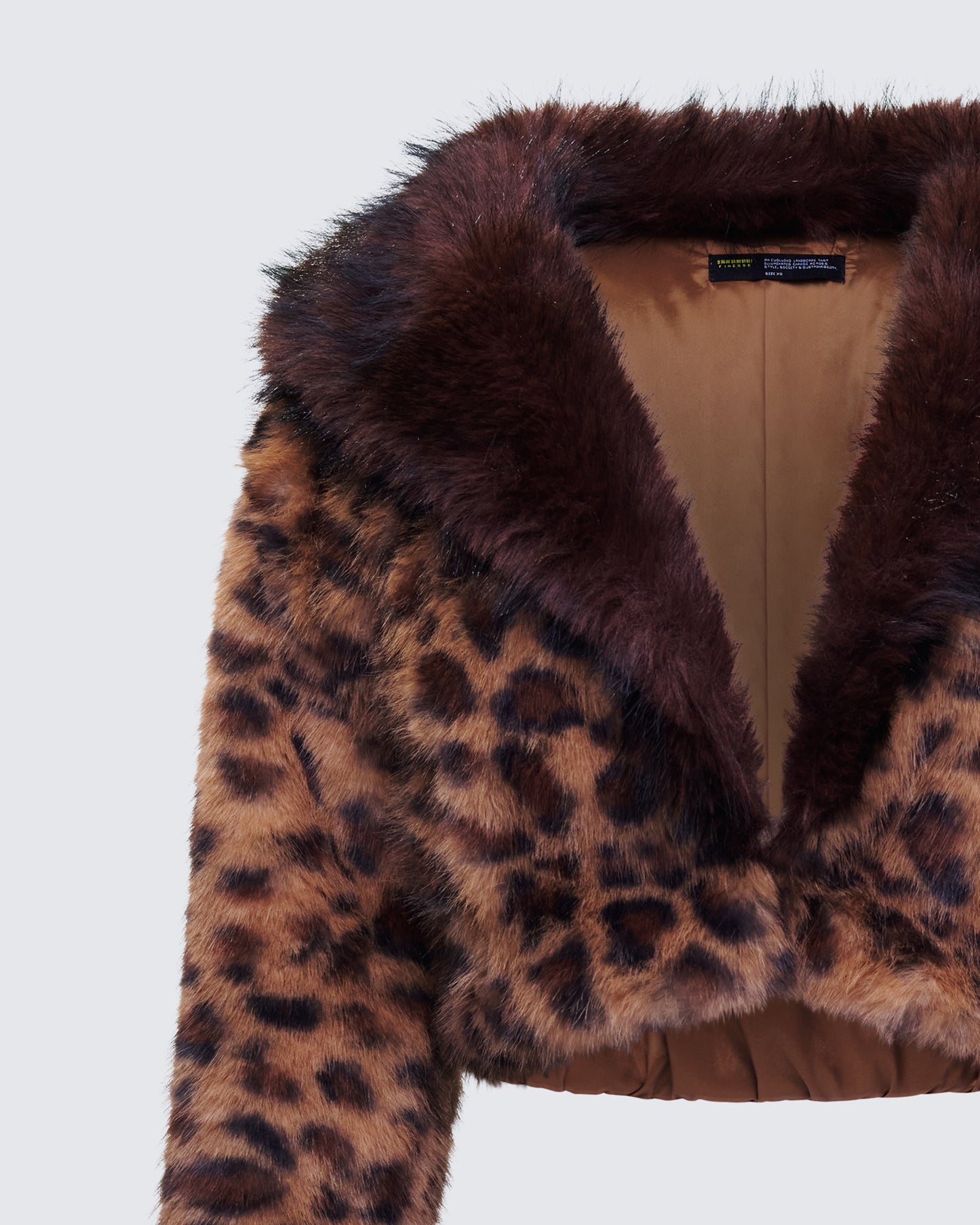 Kenza Brown Faux Leopard Fur Jacket