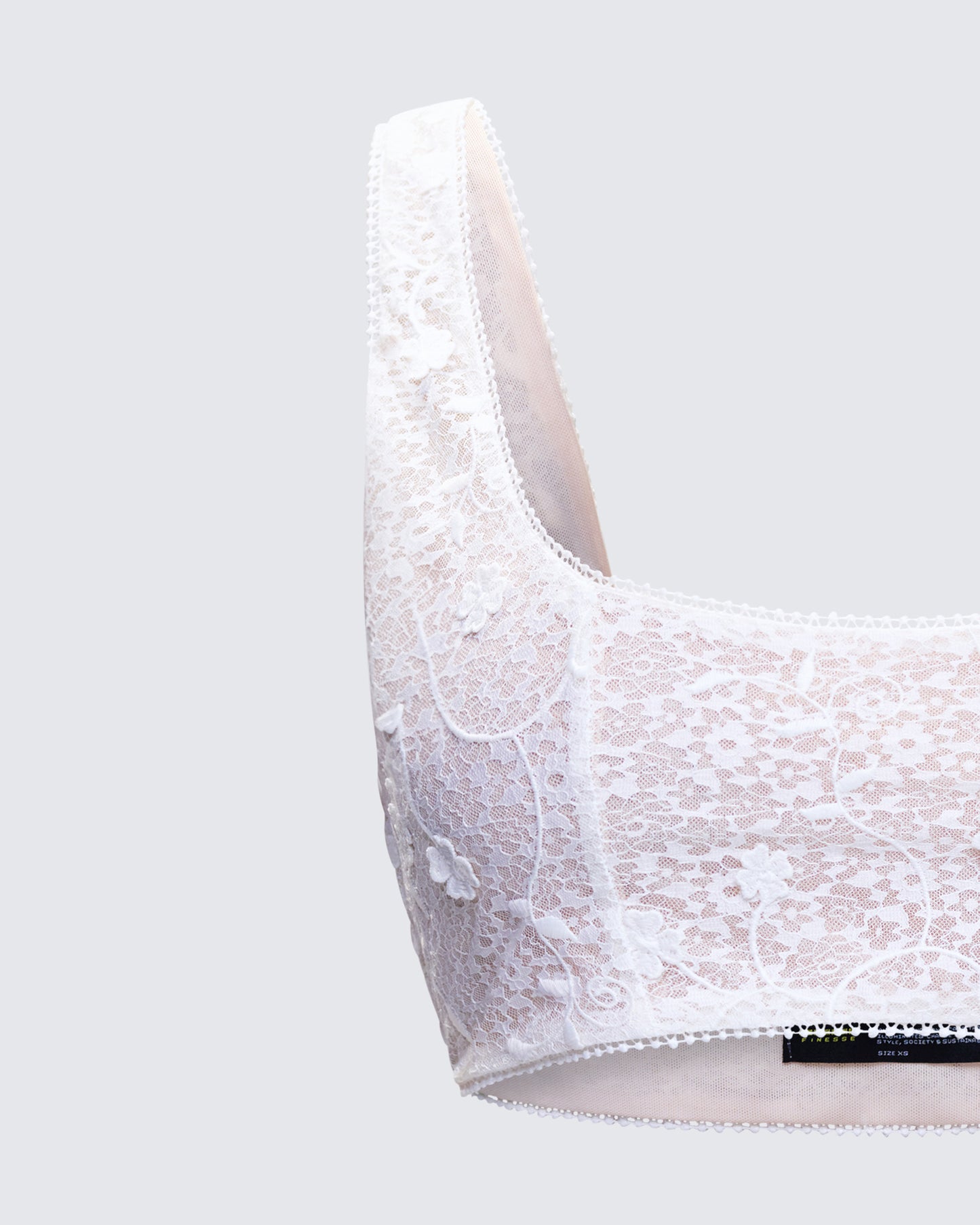 Keturah White Embroidered Lace Bra Top