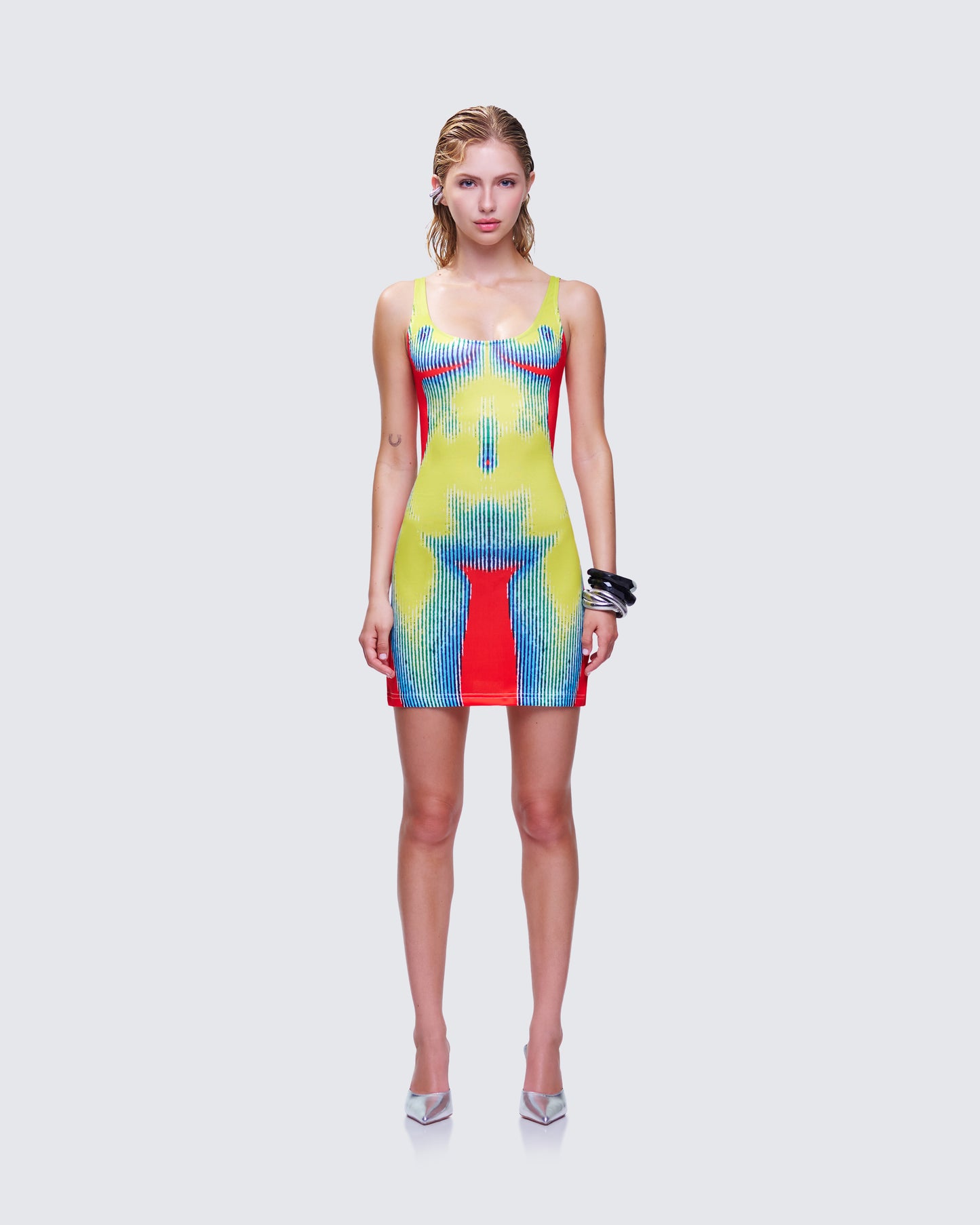 Kaya Body Print Mini Dress model front