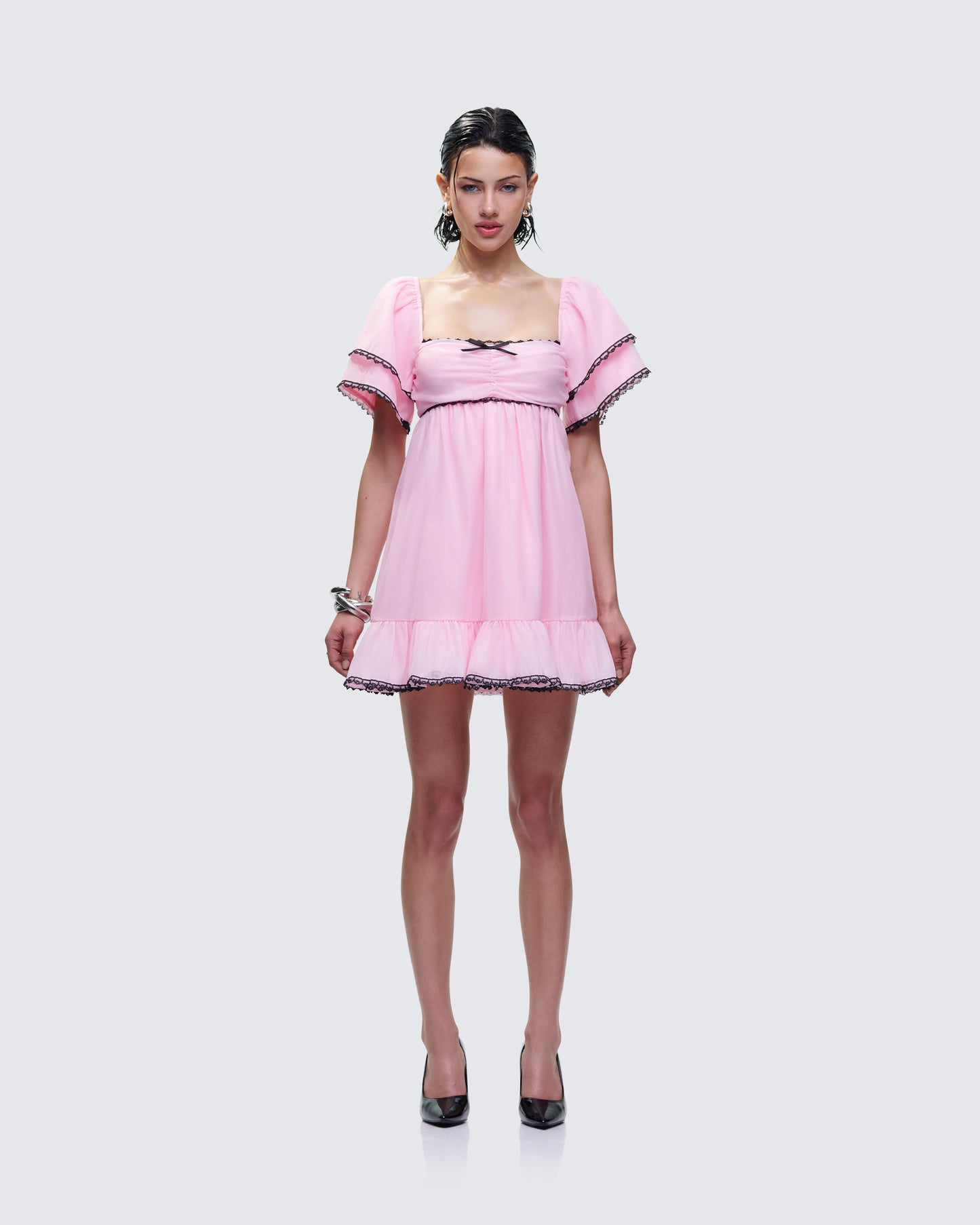 Cerys Pink Organza Mini Dress