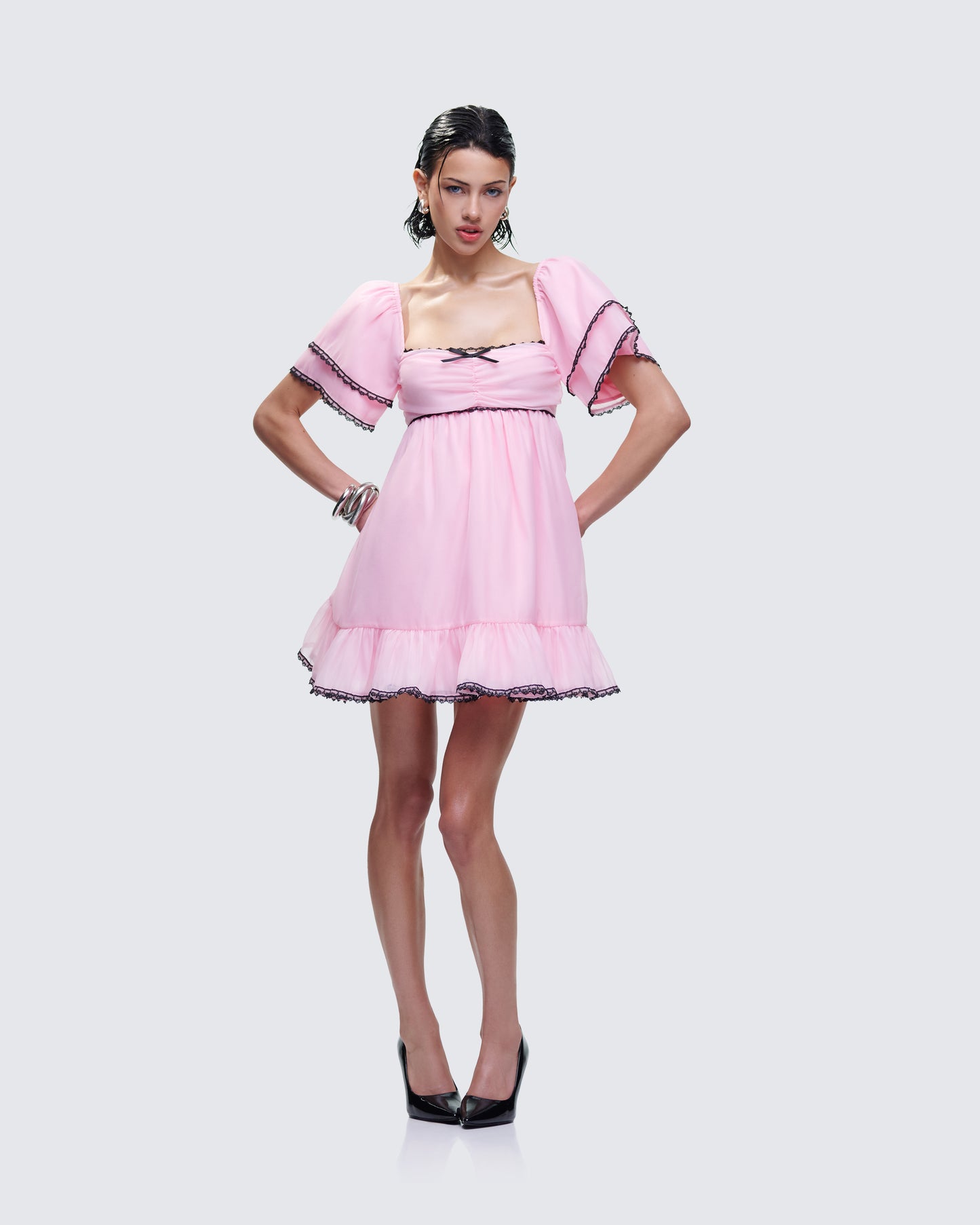 Cerys Pink Organza Mini Dress