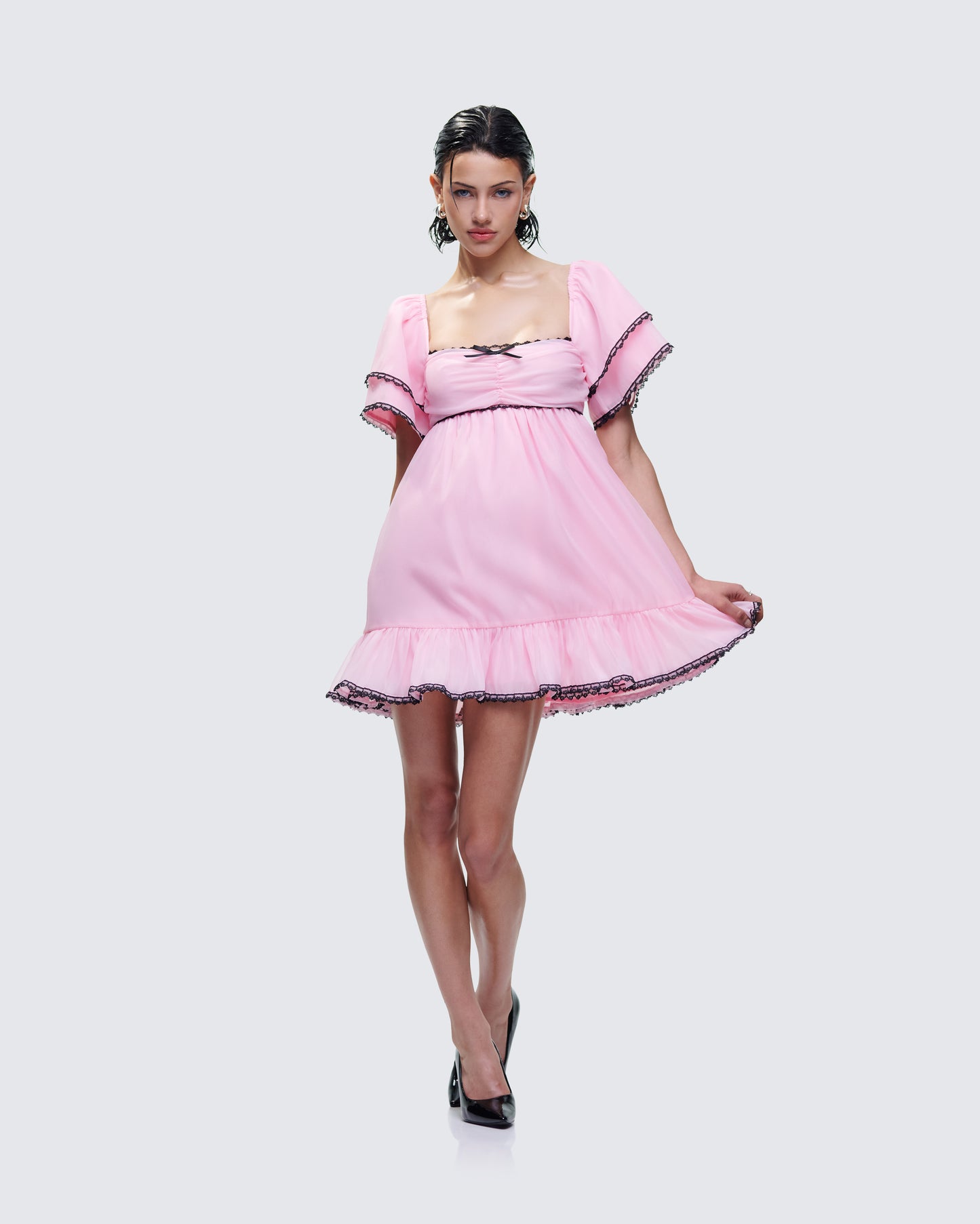 Cerys Pink Organza Mini Dress
