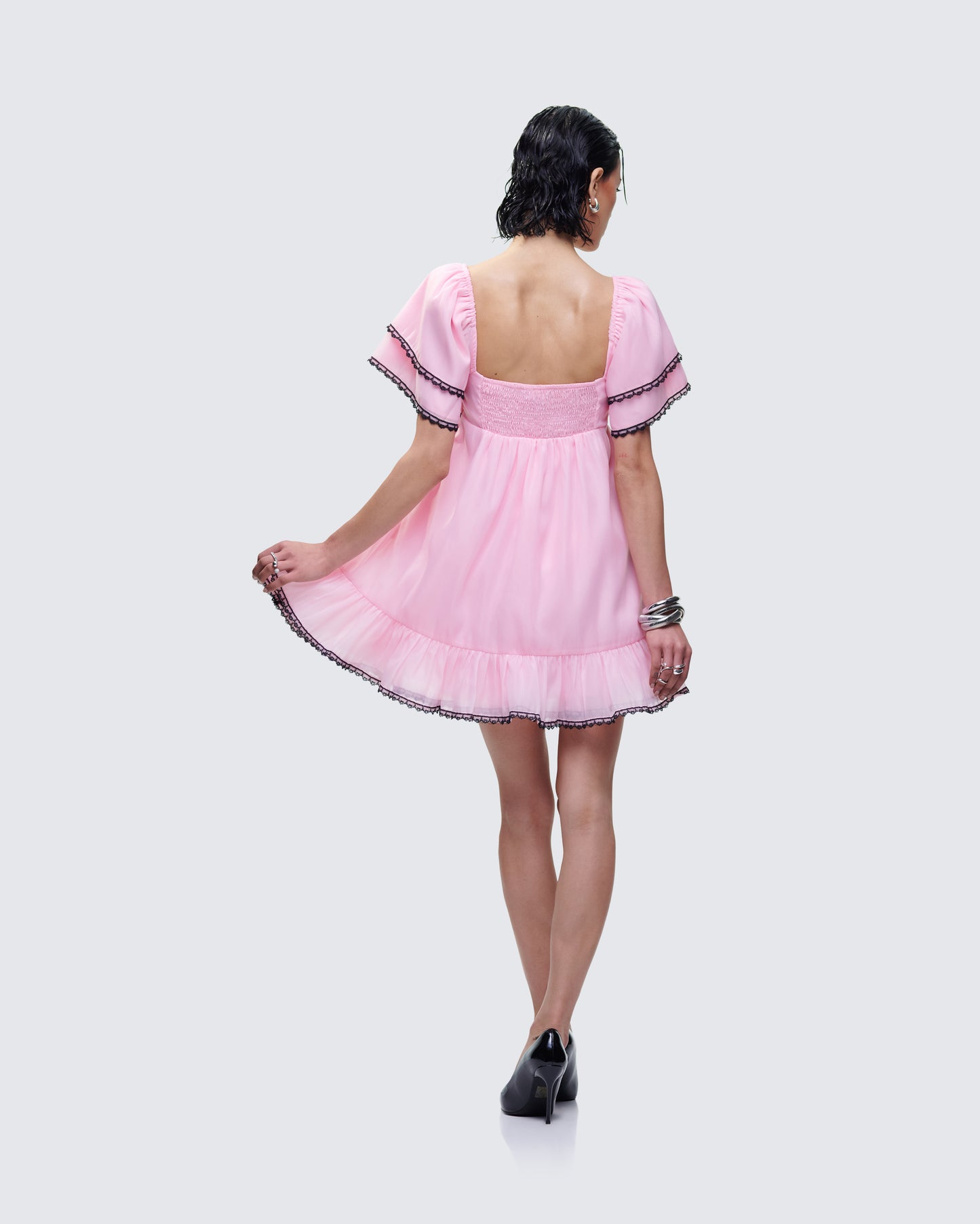 Cerys Pink Organza Mini Dress