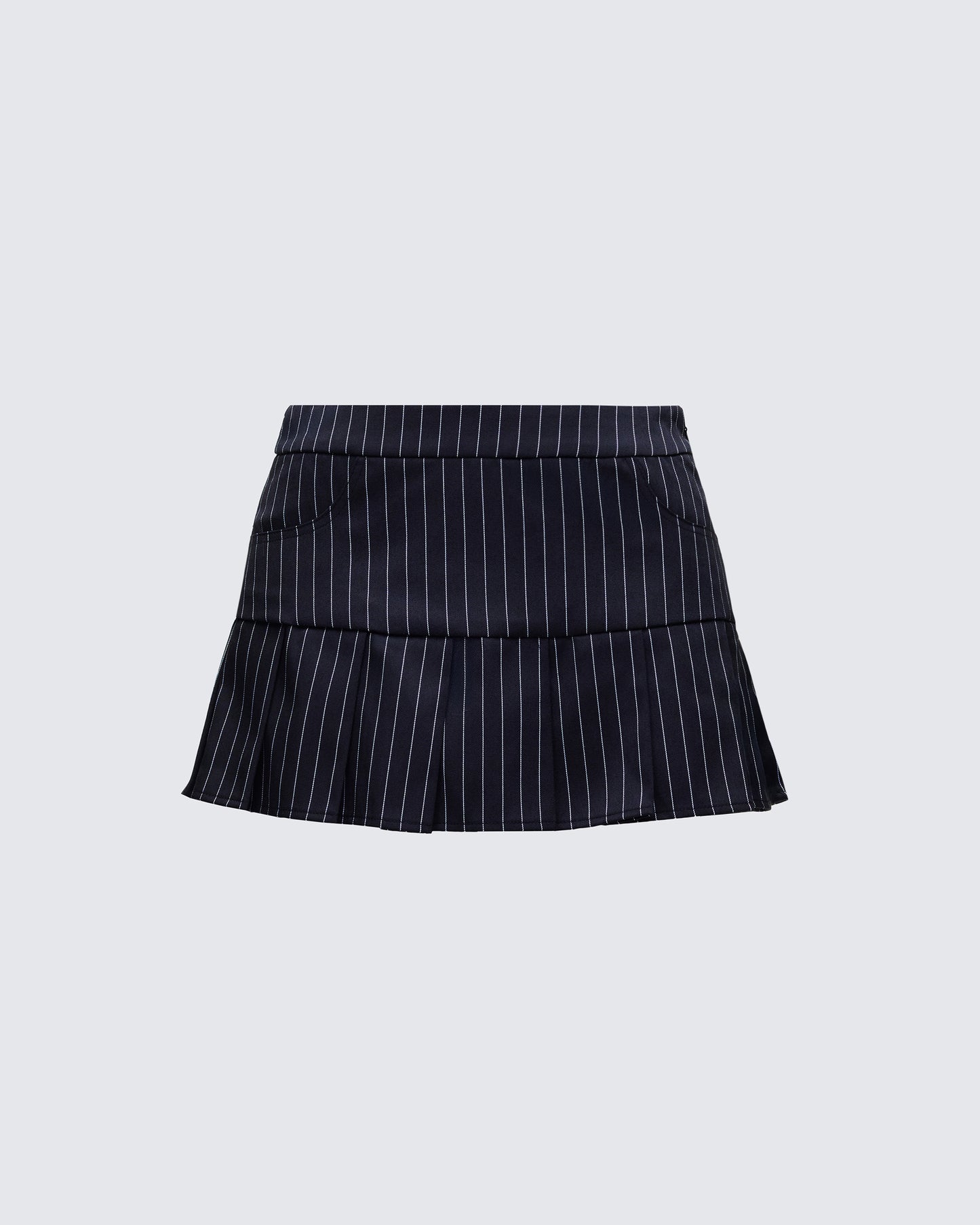 Minji Black Pinstripe Pleated Micro Mini Skirt product front