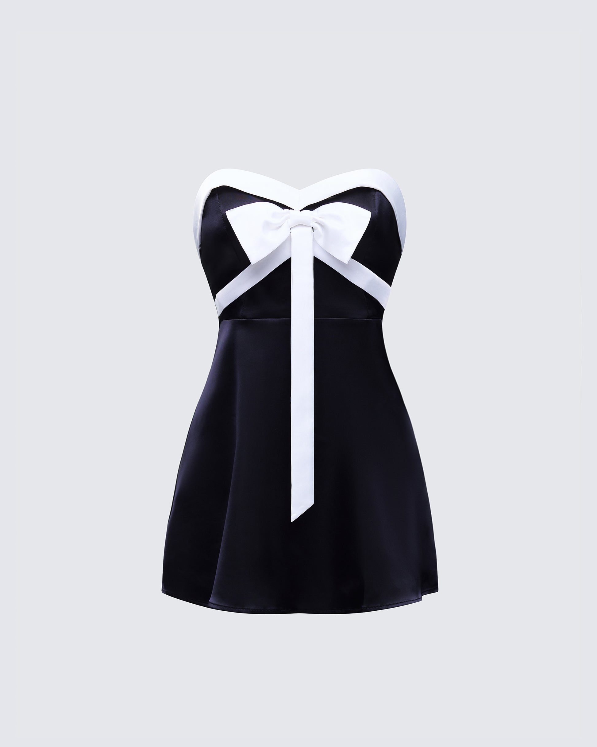 Ottilie Black Oversized Bow Mini Dress product front