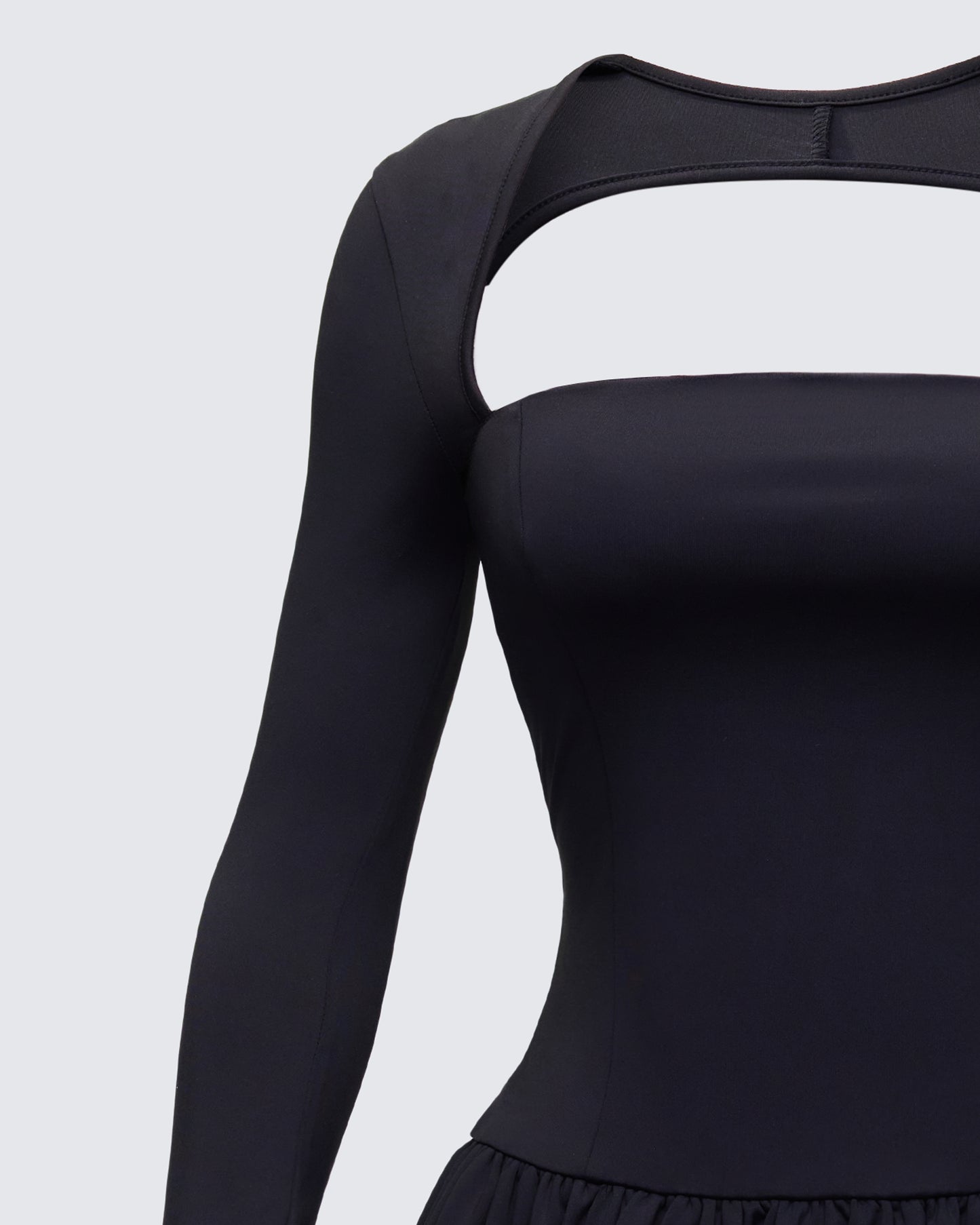 Pili Black Drop Bubble Hem Micro Mini Dress