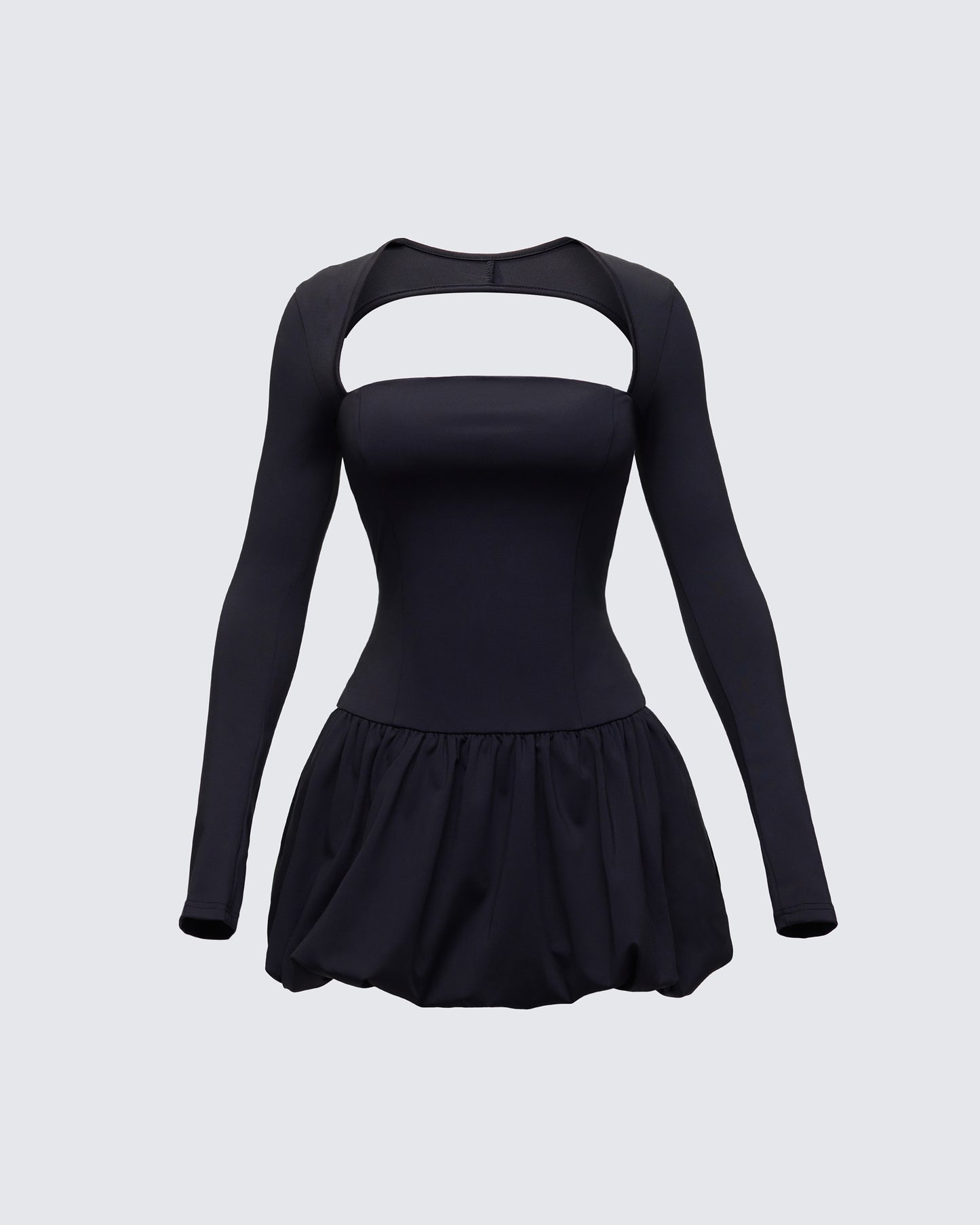 Pili Black Drop Bubble Hem Micro Mini Dress product front