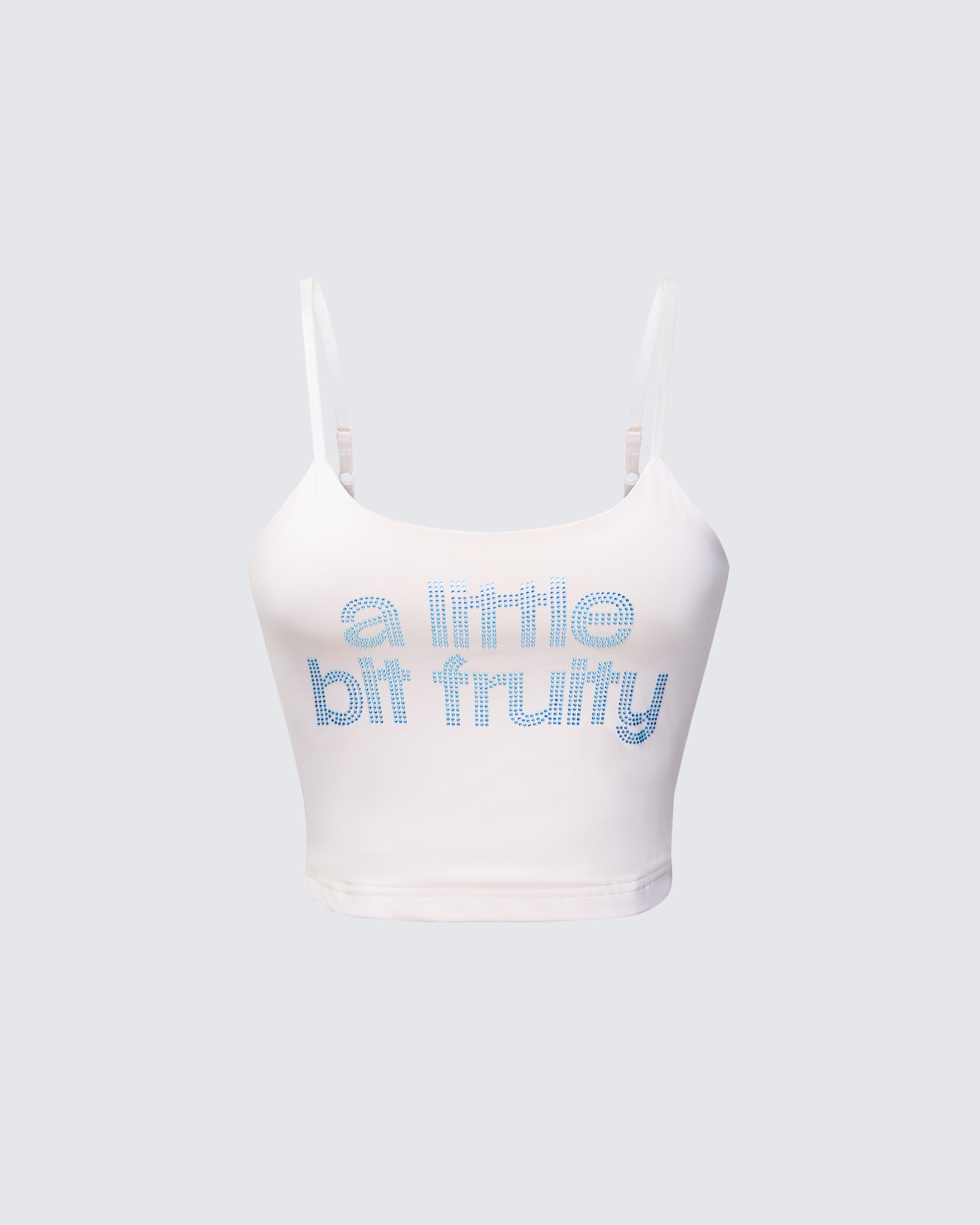 Soleia Ivory Rhinestone Slogan Cami Top product front