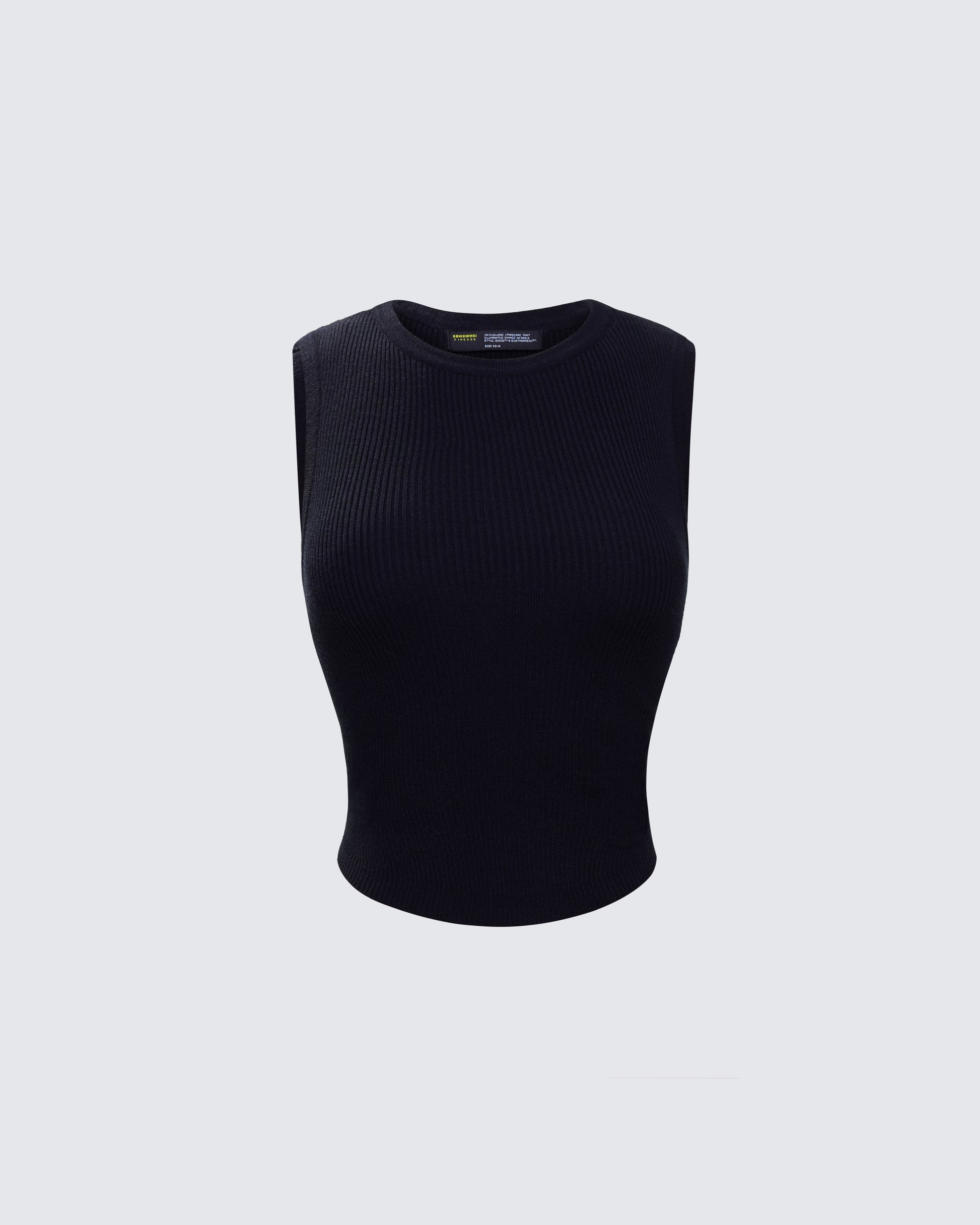 Sonny Black Rib Tank Top 3d product front