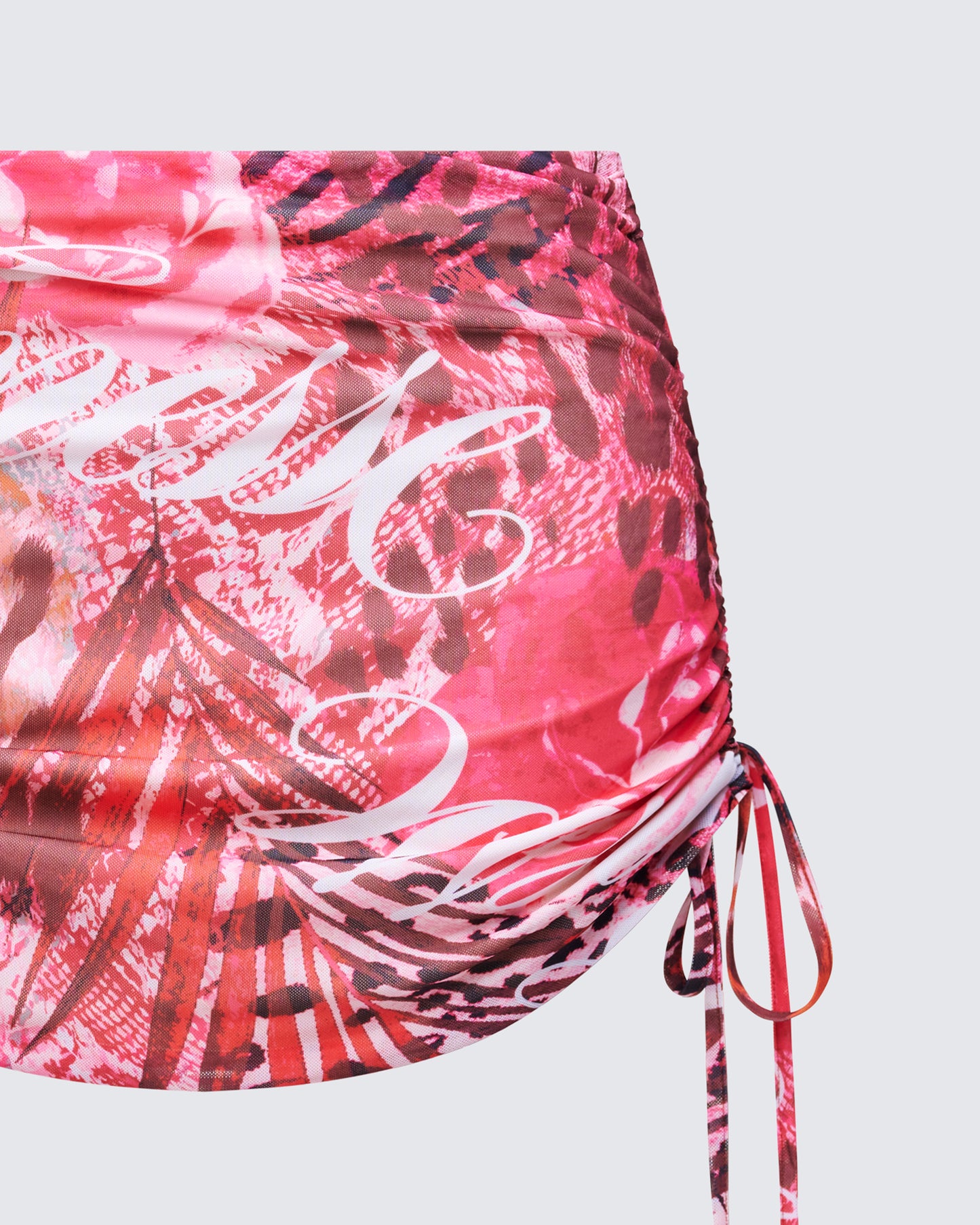 Cece Orange Printed Ruched Mini Skirt