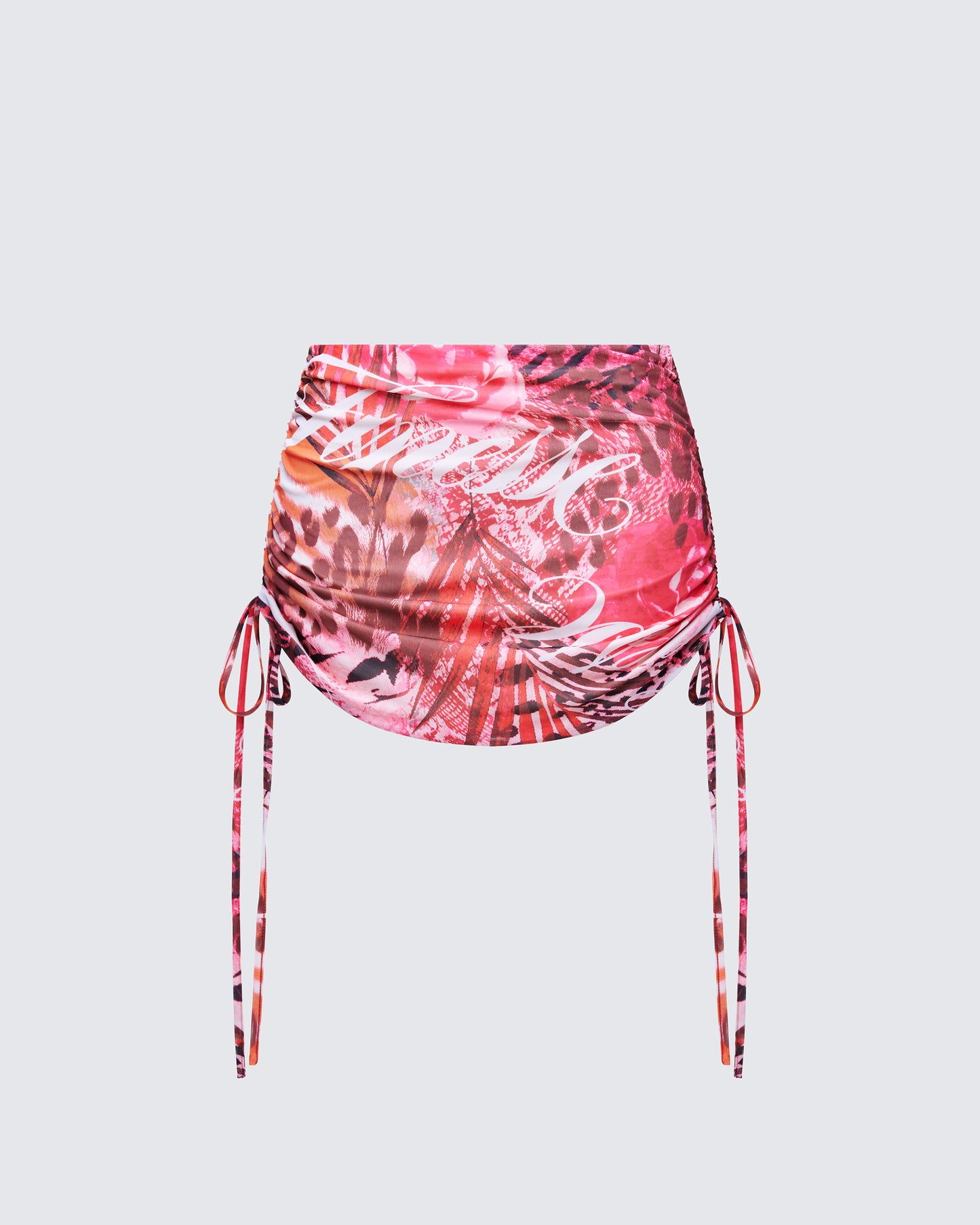 Cece Orange Printed Ruched Mini Skirt product front