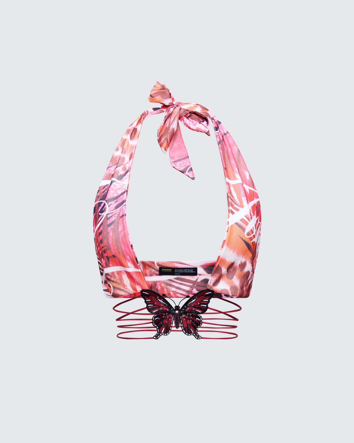 Cece Orange Printed Halterneck Top product front