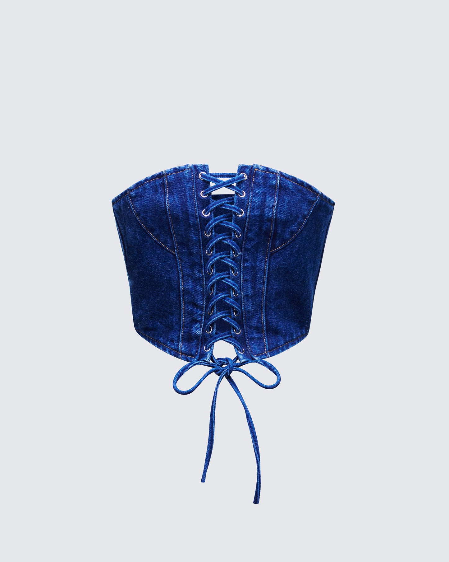 Electra Blue Denim Lace Up Corset product front