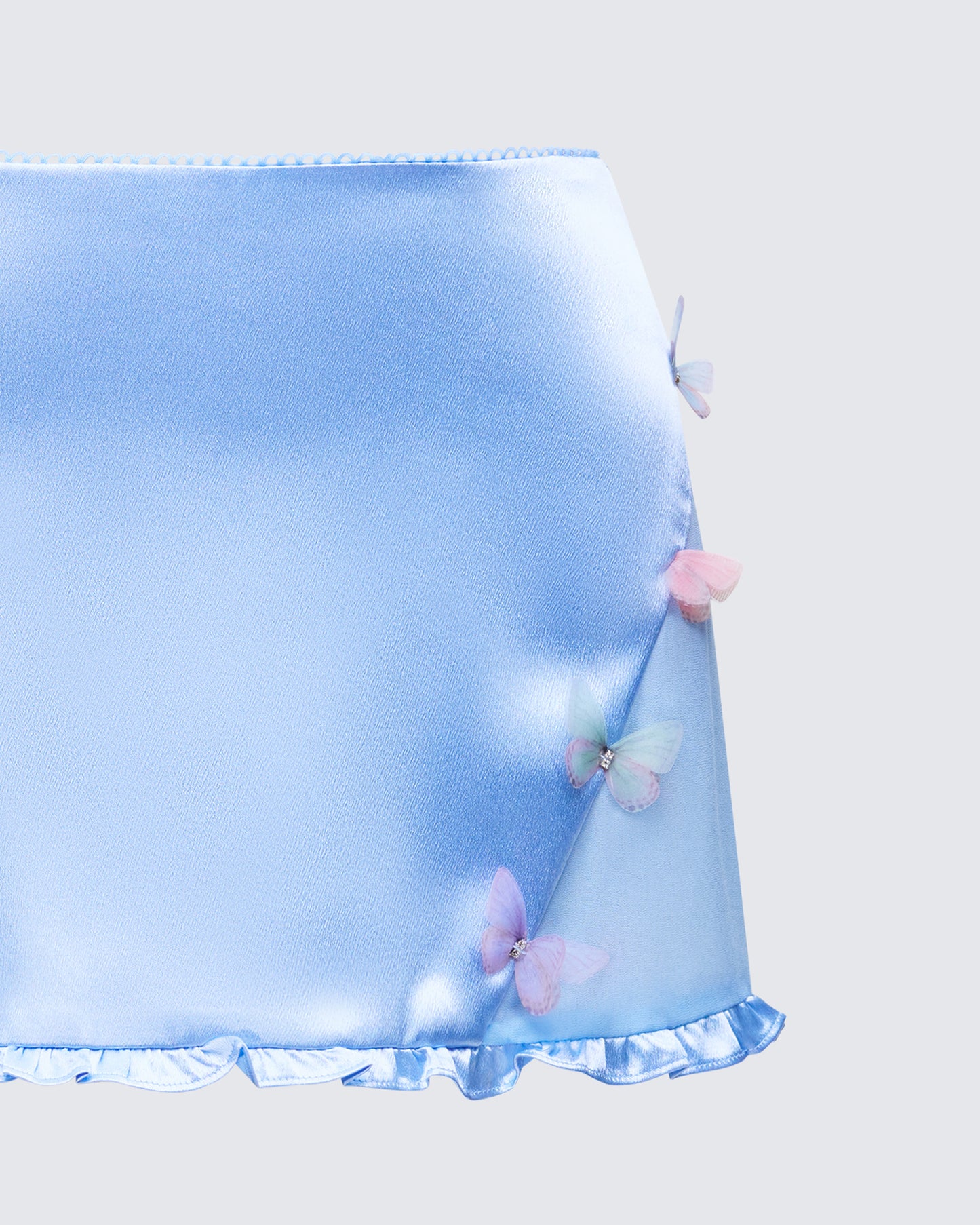 Faelina Blue Satin Butterfly Skirt
