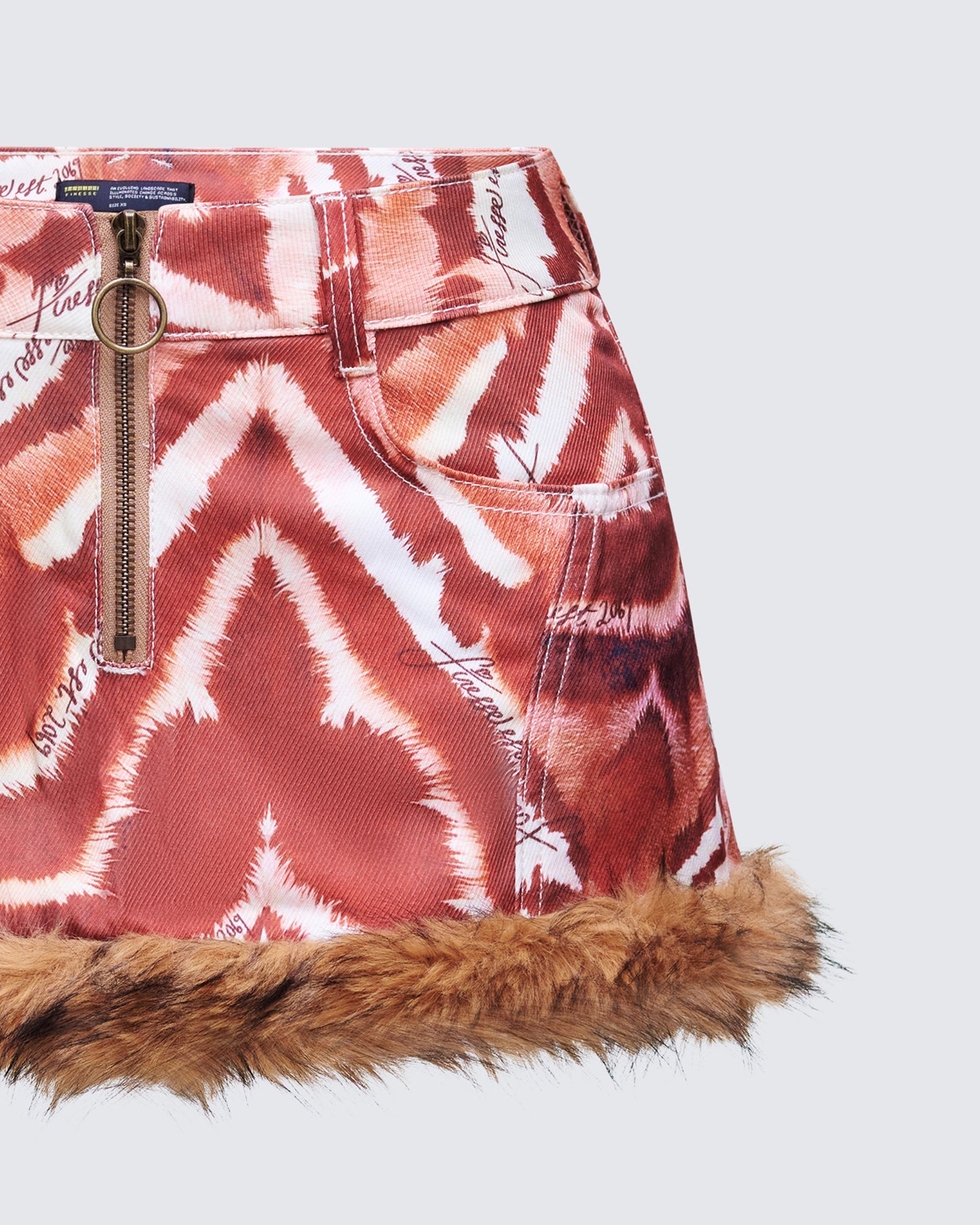 Suha Multi Print Fur Trim Micro Skirt