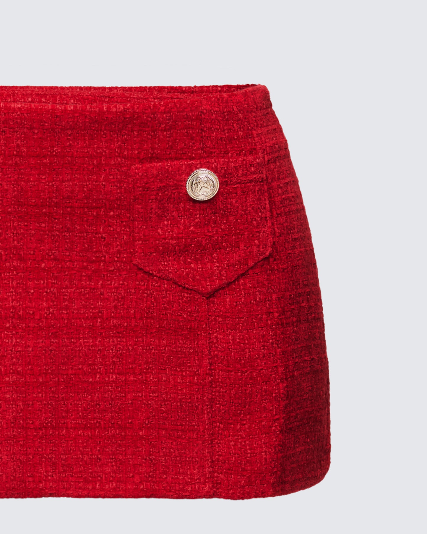 Women's red mini skirt alternate angle – FINESSE