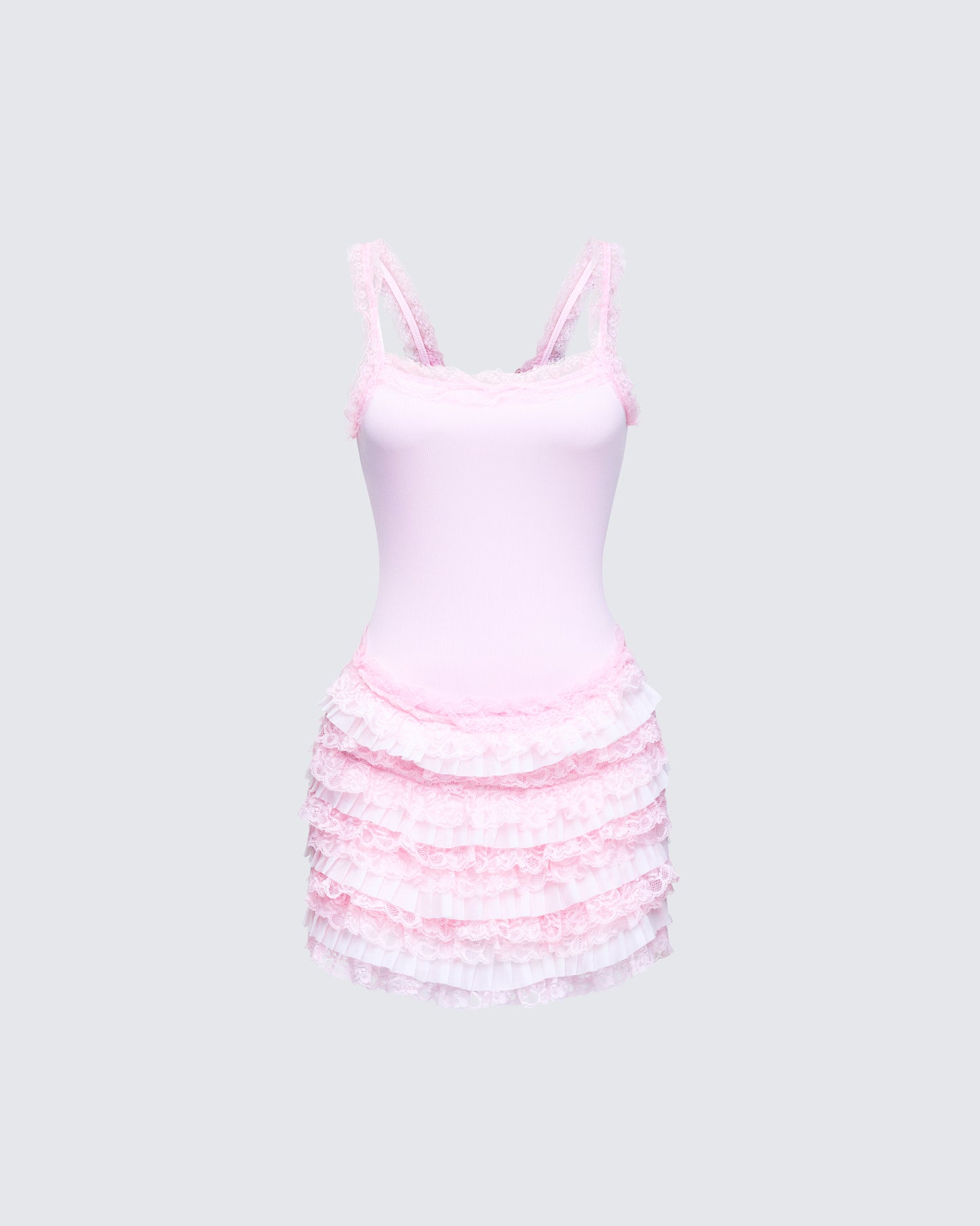 Amira Pink Ribbed Ruffle Mini Dress