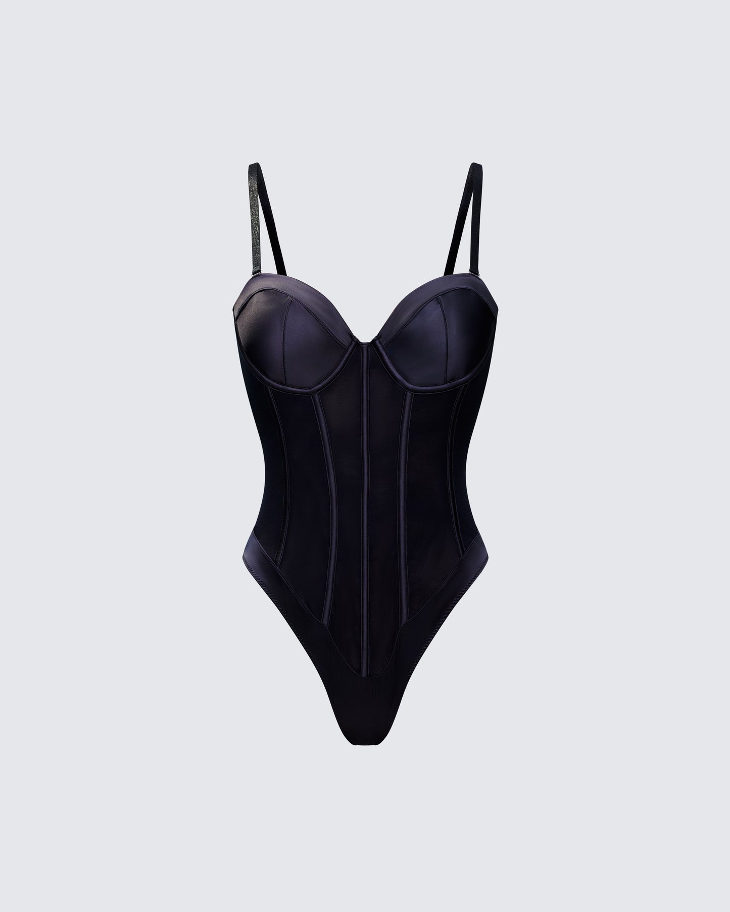 Cinderella Black Boned Mesh Bustier Bodysuit