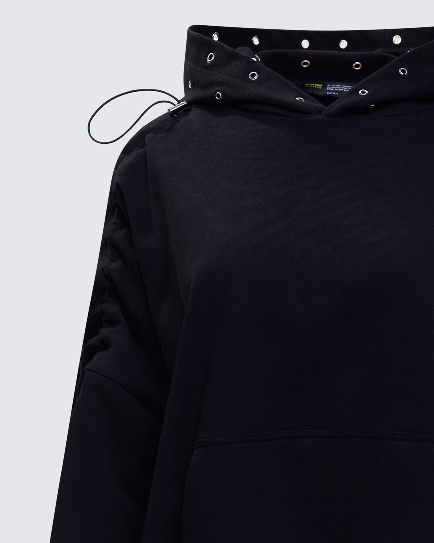 Nerea Black Eyelet Trimmed Toggled Hoodie