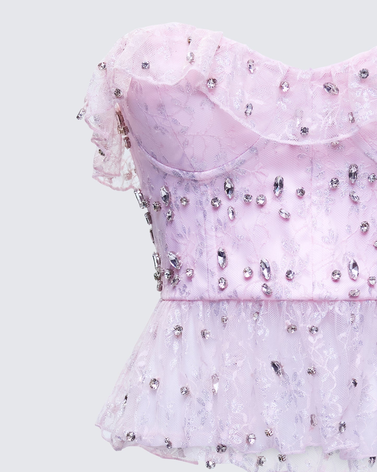 Keilani Pink Hand Beaded Rhinestone Top