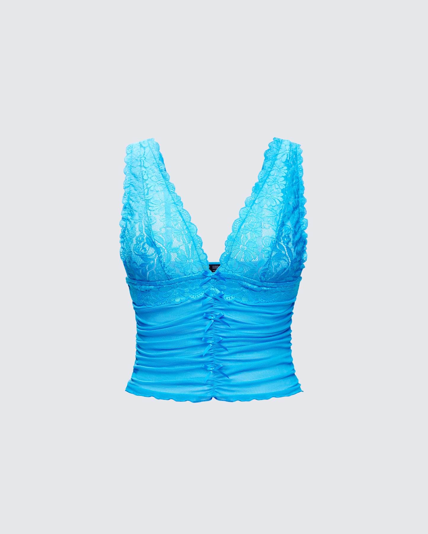 Hyacinth Blue Floral Bow Detail Top