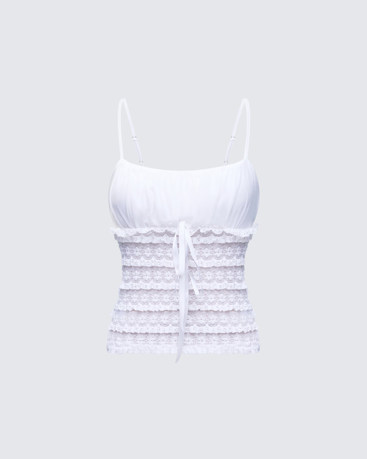Wayan White Strappy Lace Top