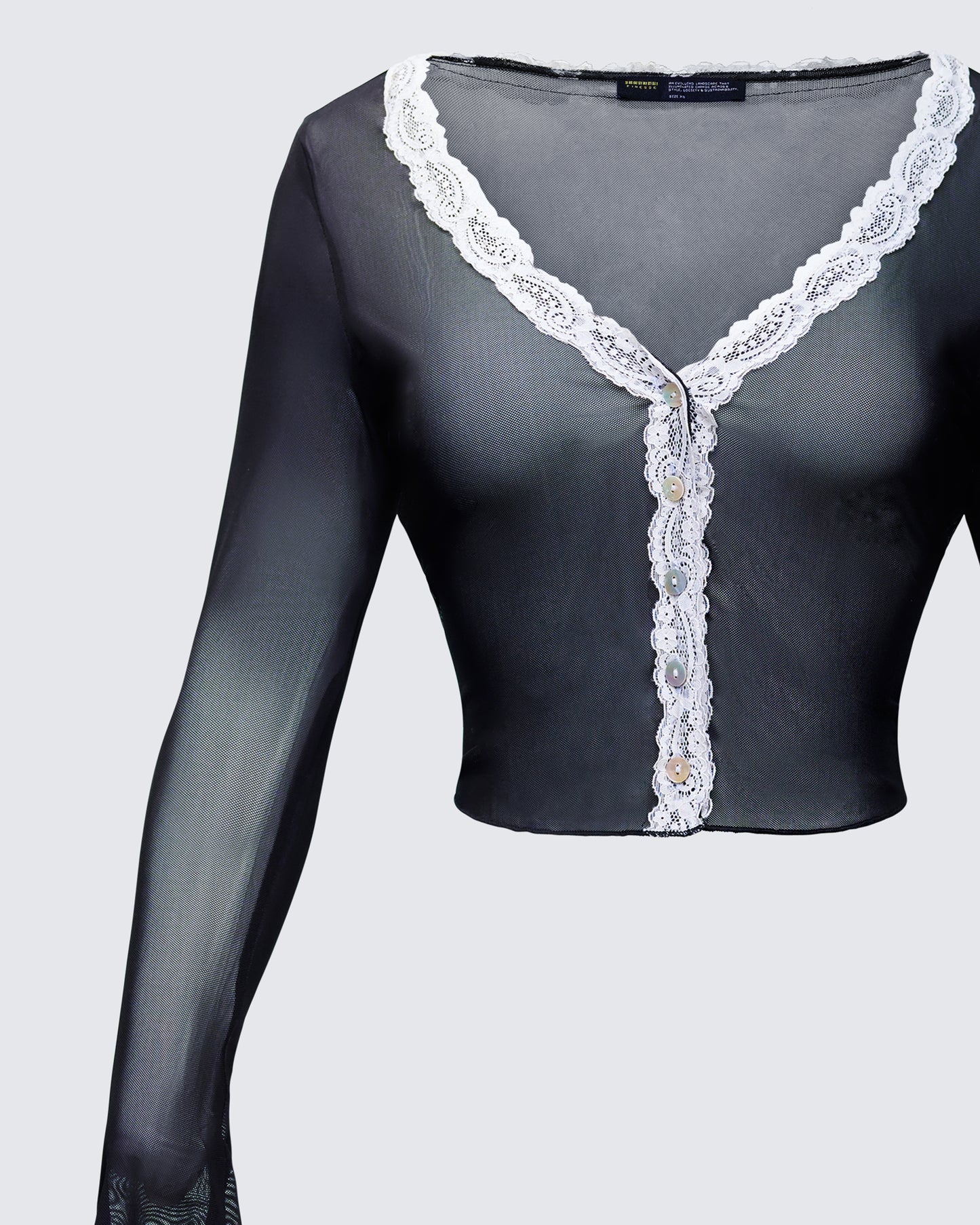 Aurelia Black Long Sleeve Mesh Top