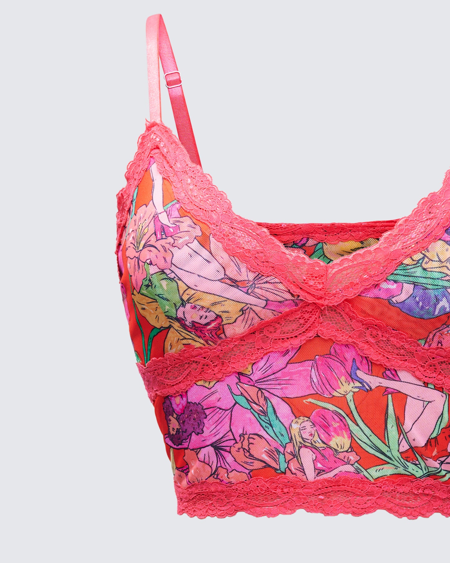 Aurelia Orange Printed Mesh Cami