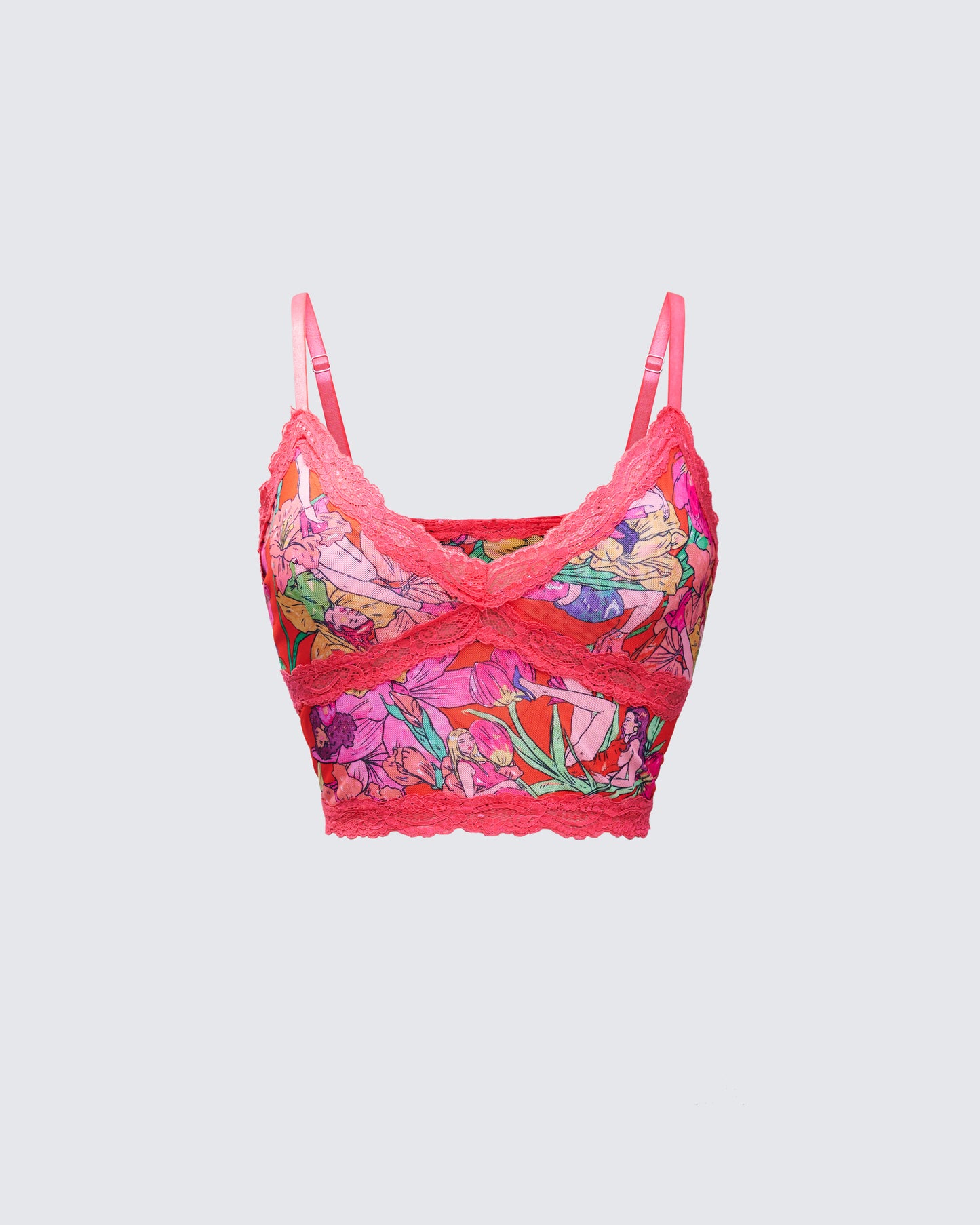 Aurelia Orange Printed Mesh Cami