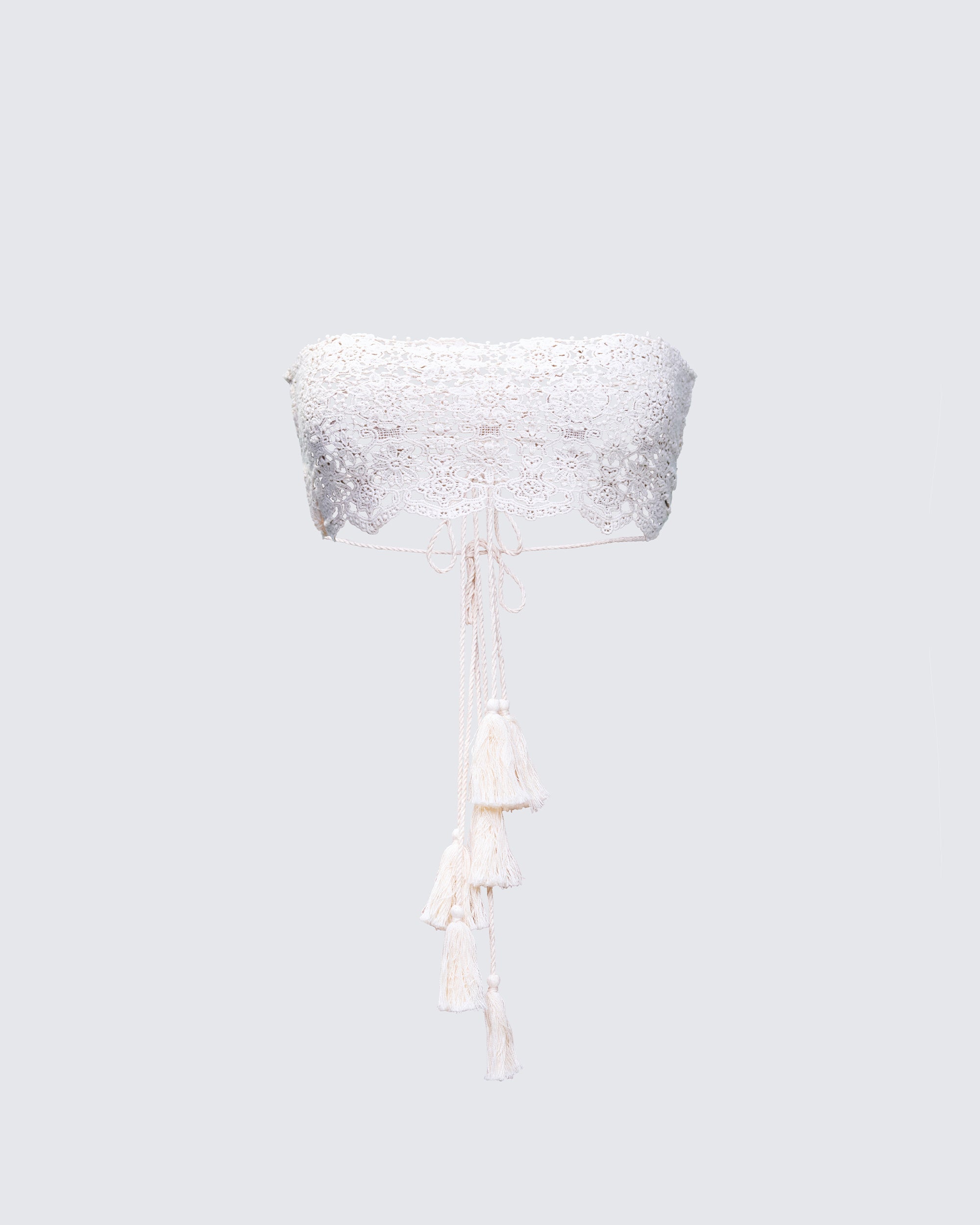 White Crochet Bandeau Top - Lace Strapless Crop – FINESSE