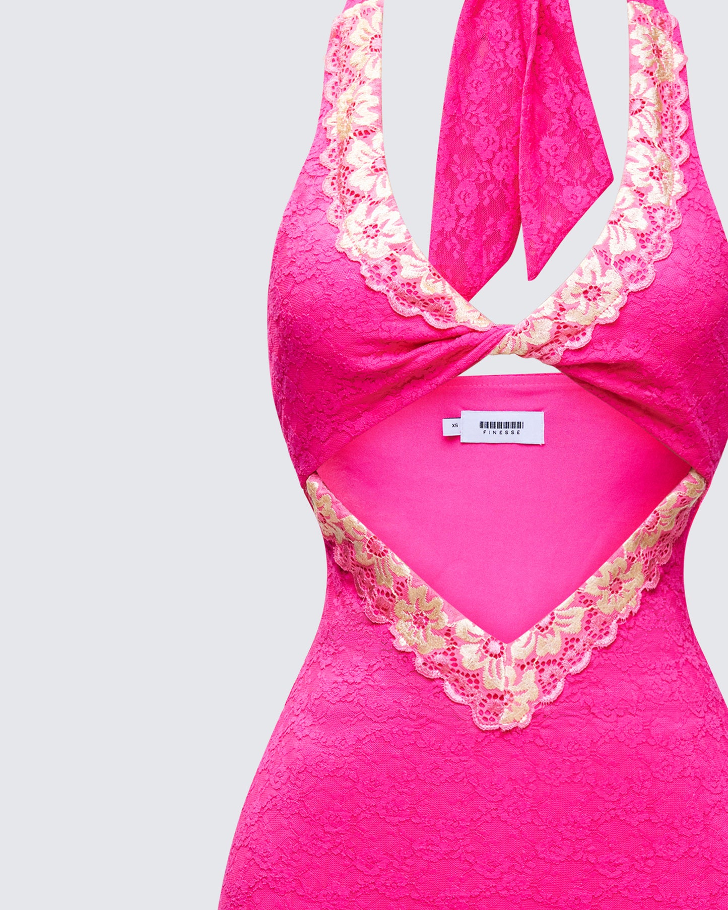 Rinna Pink Lace Cut Out Mini Dress