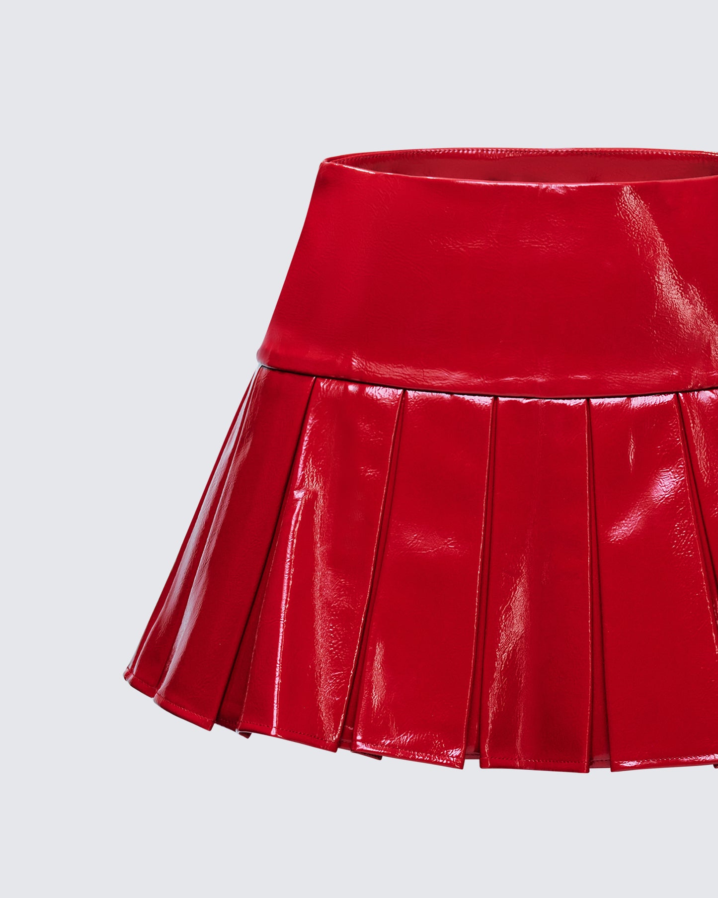 Zaynah Red Vinyl Pleated Mini Skirt