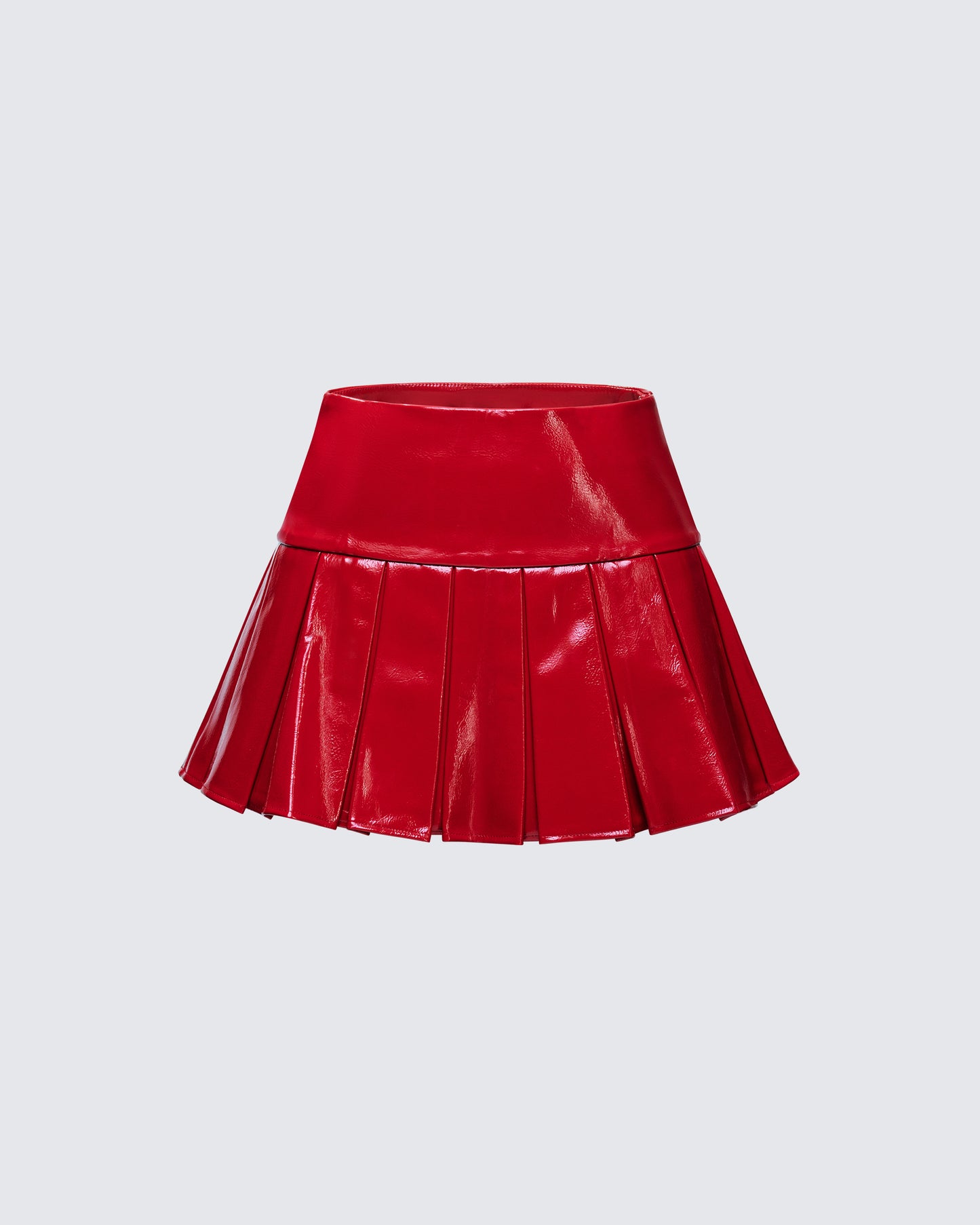 Zaynah Red Vinyl Pleated Mini Skirt