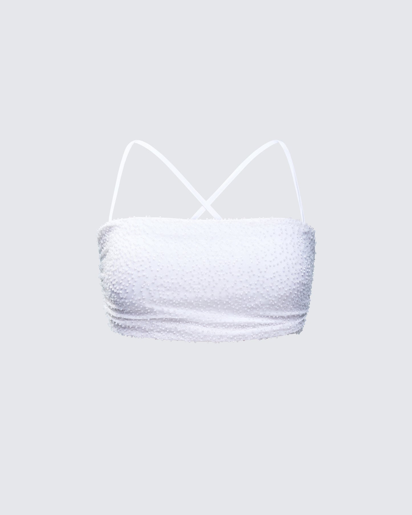 Carly White Beaded Bandeau Top