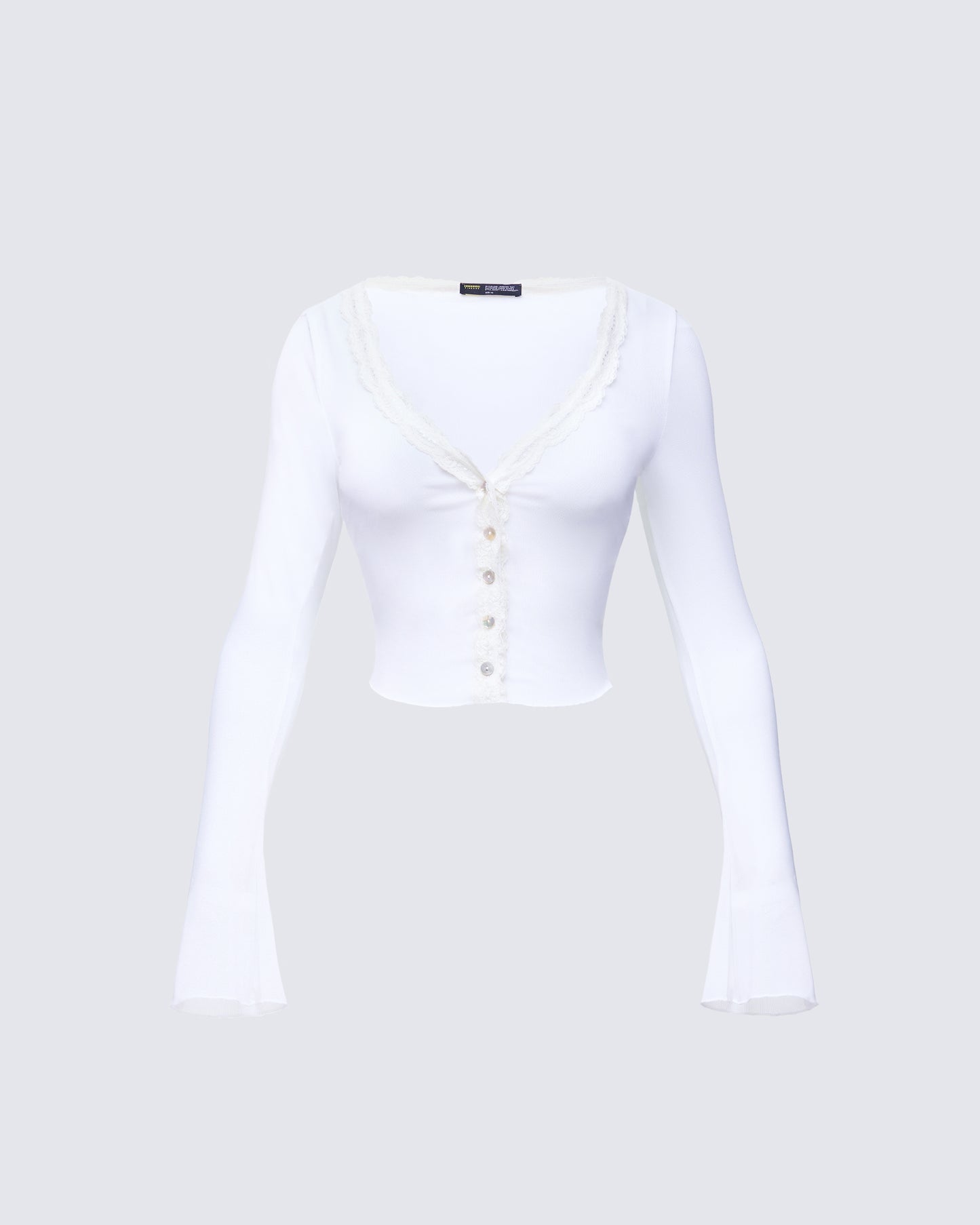 Aurelia White Long Sleeve Mesh Top