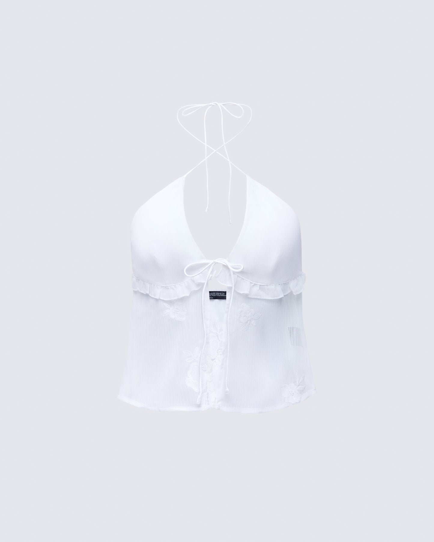 Isla Ivory Embroidered Halter Top