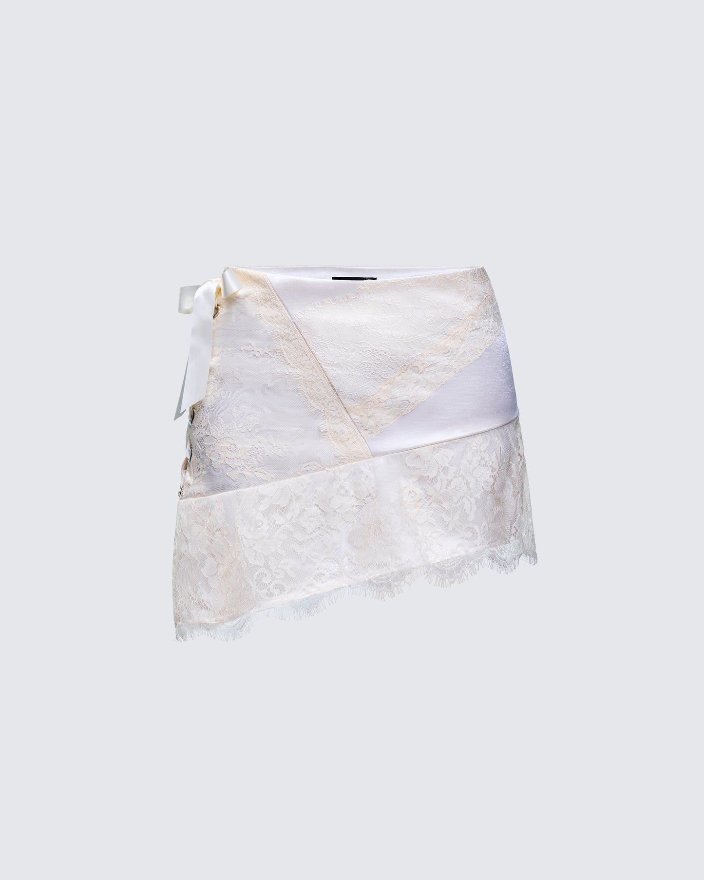 Josette White Satin Lace Up Skirt