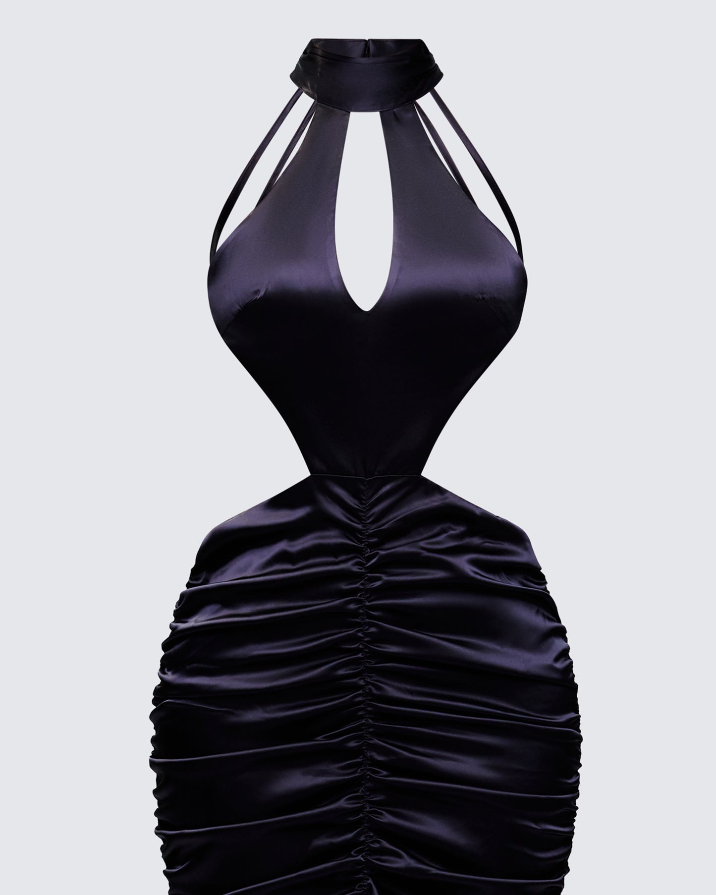 Junia Black Ruched Midi Dress