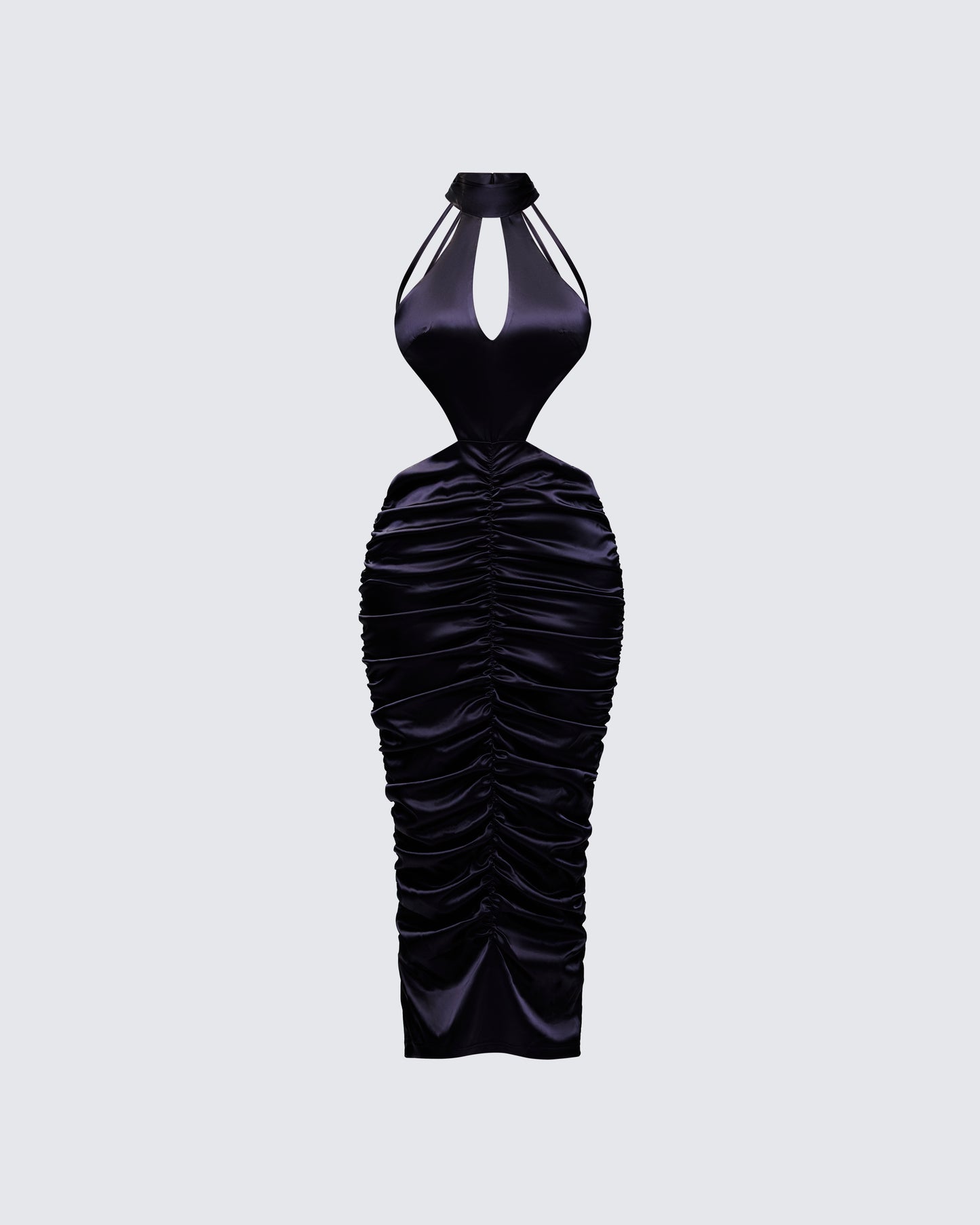 Junia Black Ruched Midi Dress