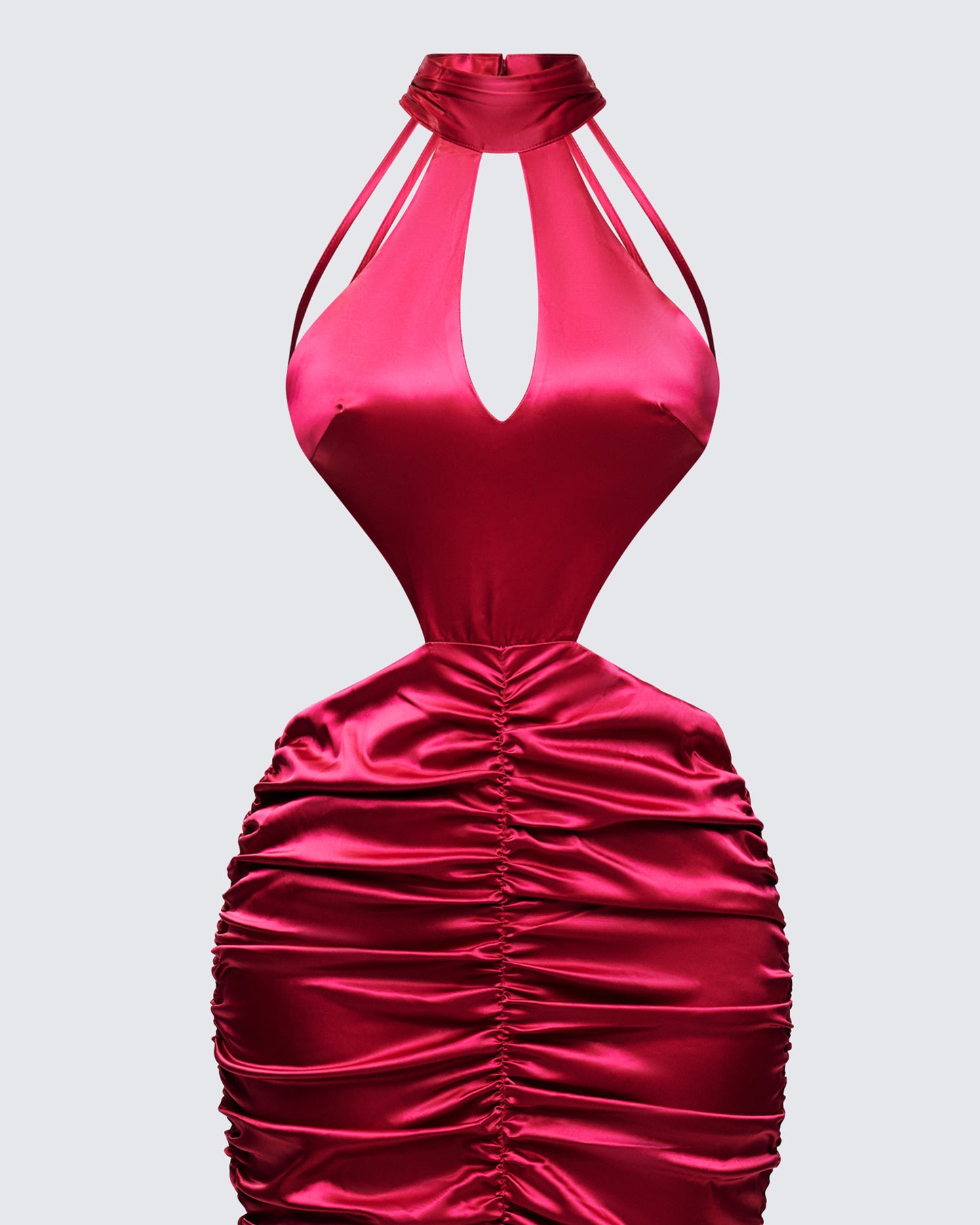 Junia Red Ruched Midi Dress