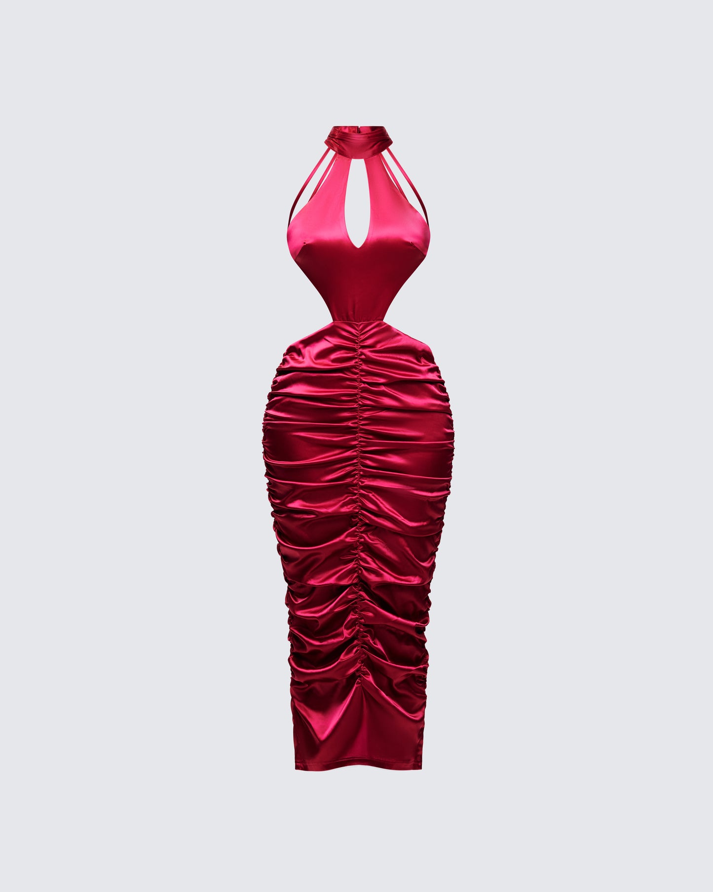Junia Red Ruched Midi Dress