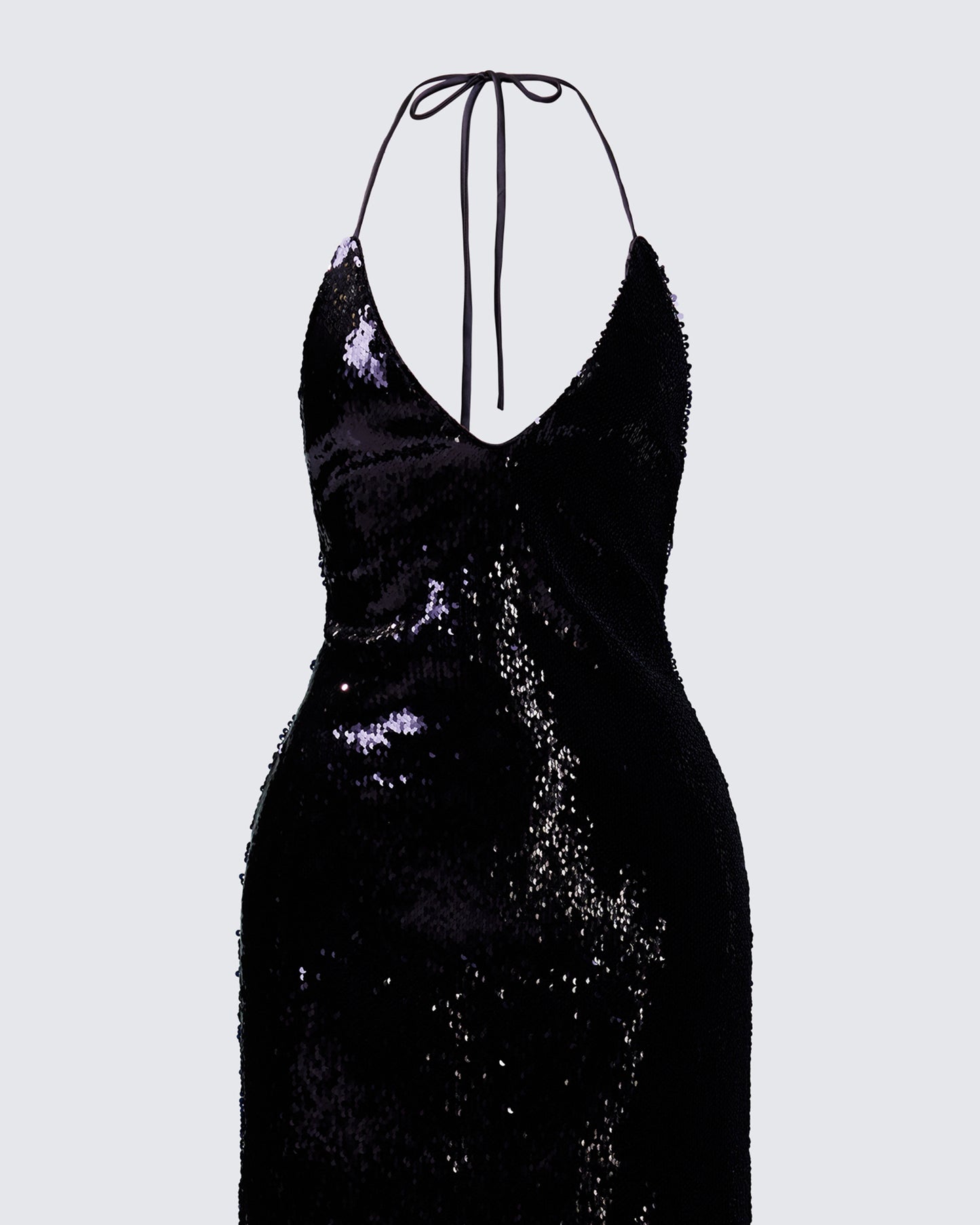 Khadija Black Sequin Pencil Midi Dress